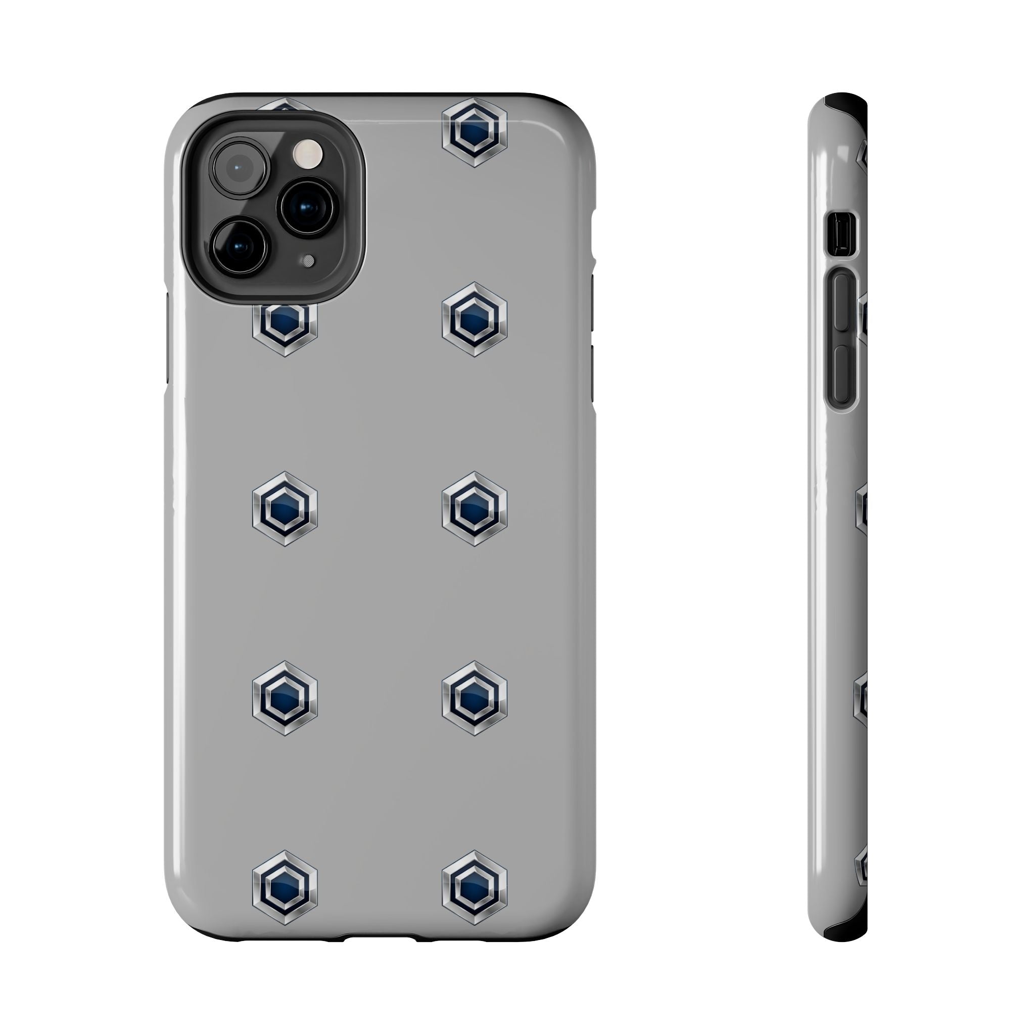 Tough Phone Case — Minimal Hex Rivet Armor (Gray)