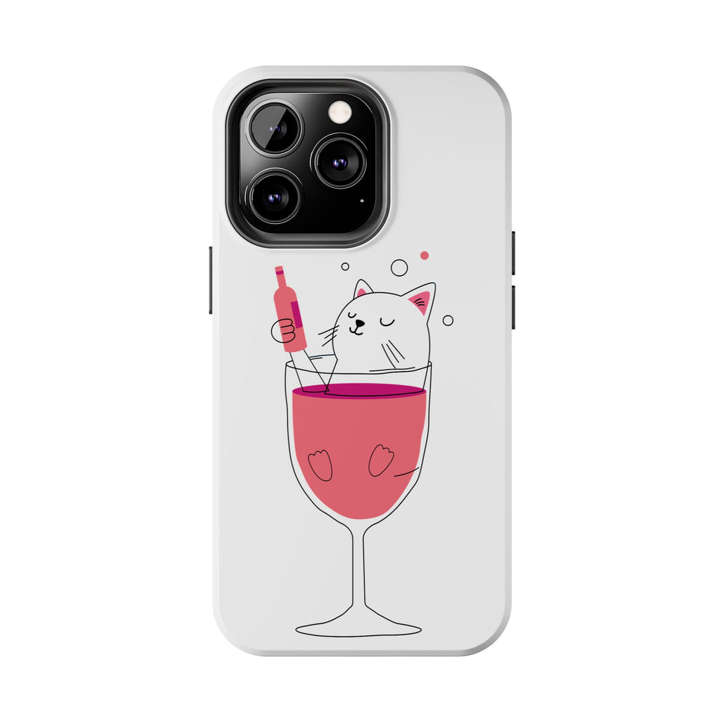 Cat Wine Phone Case — Cute Cat in Wine Glass Protective Case