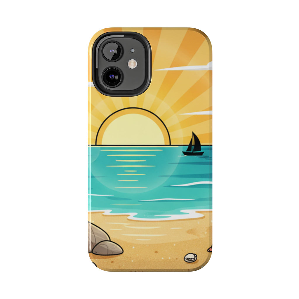 Tough Phone Case — Sunset Beach Sailboat Design