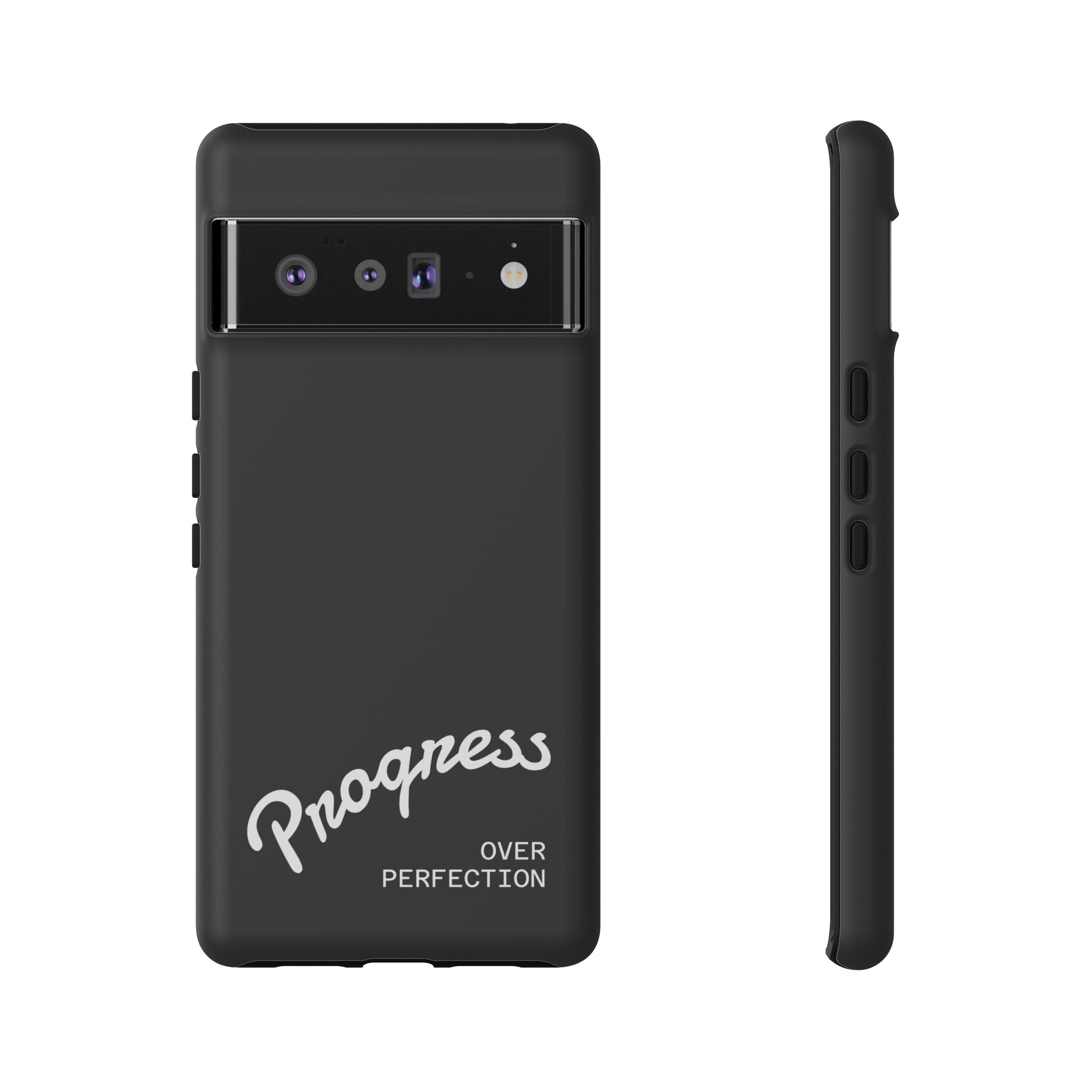 Phone Case - "Progress Over Perfection" Glossy Black Protective Cover