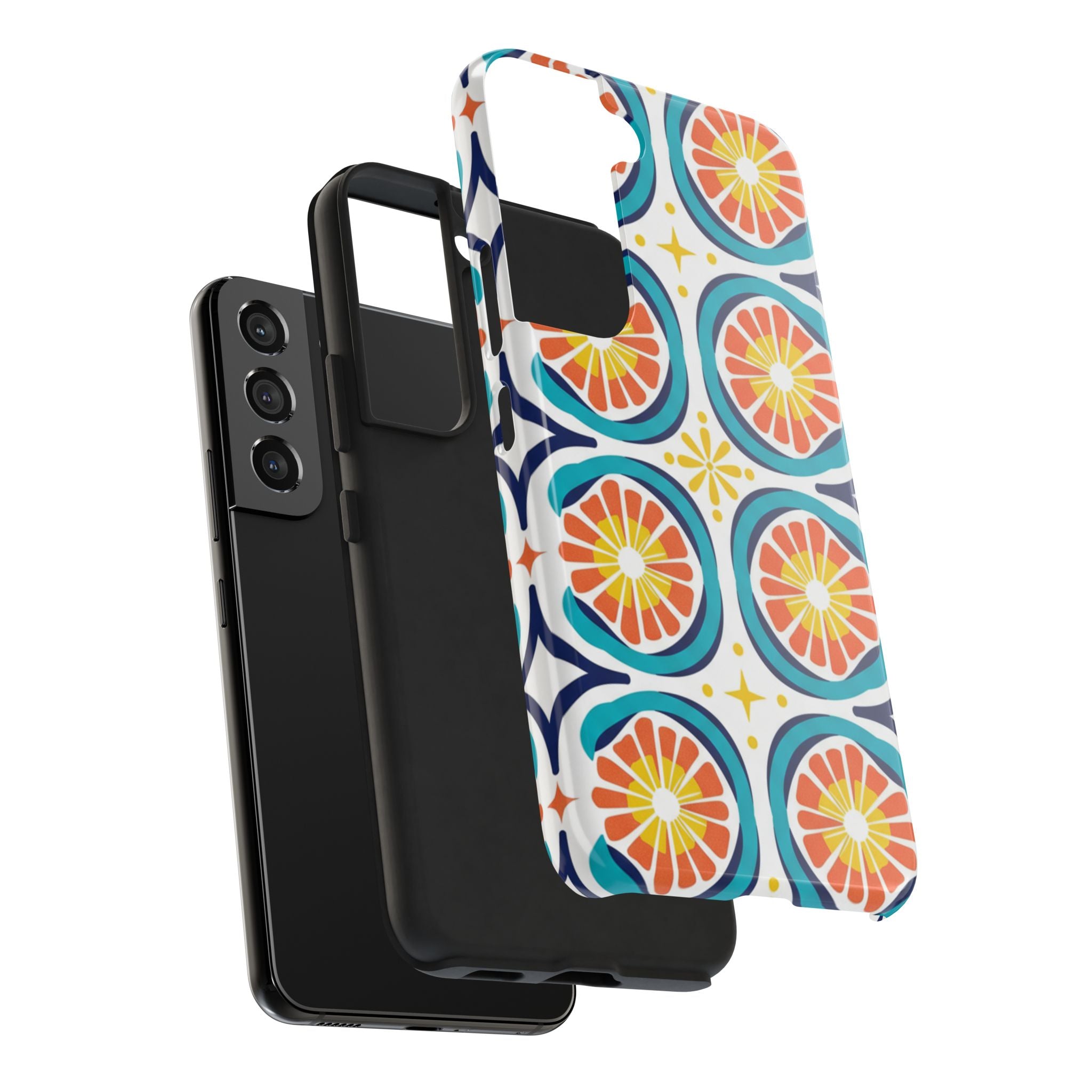 Citrus Tile Tough Phone Case — Colorful Retro Orange Slice Pattern