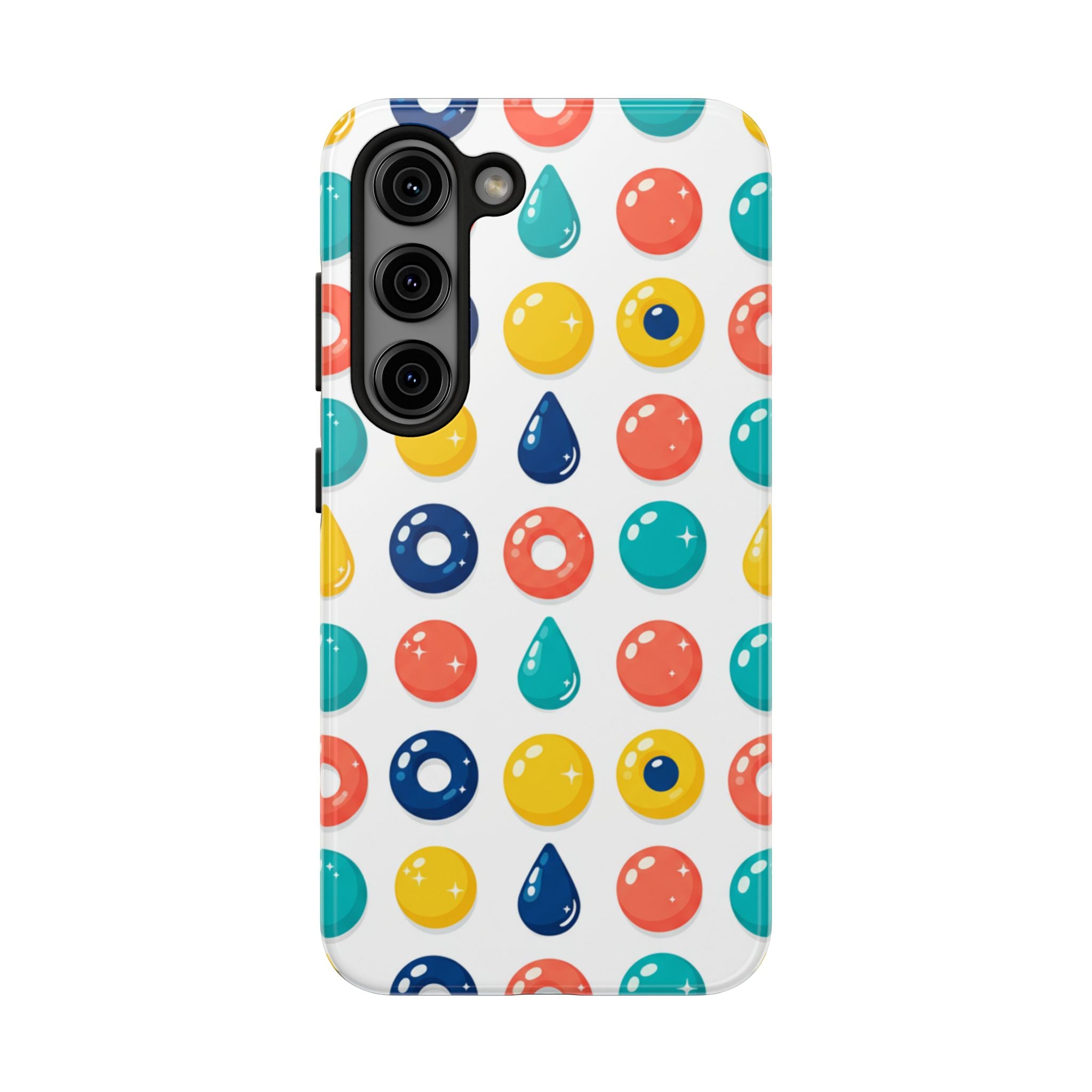 Colorful Candy Dot Tough Phone Case — Bright Retro Polka Drop Design