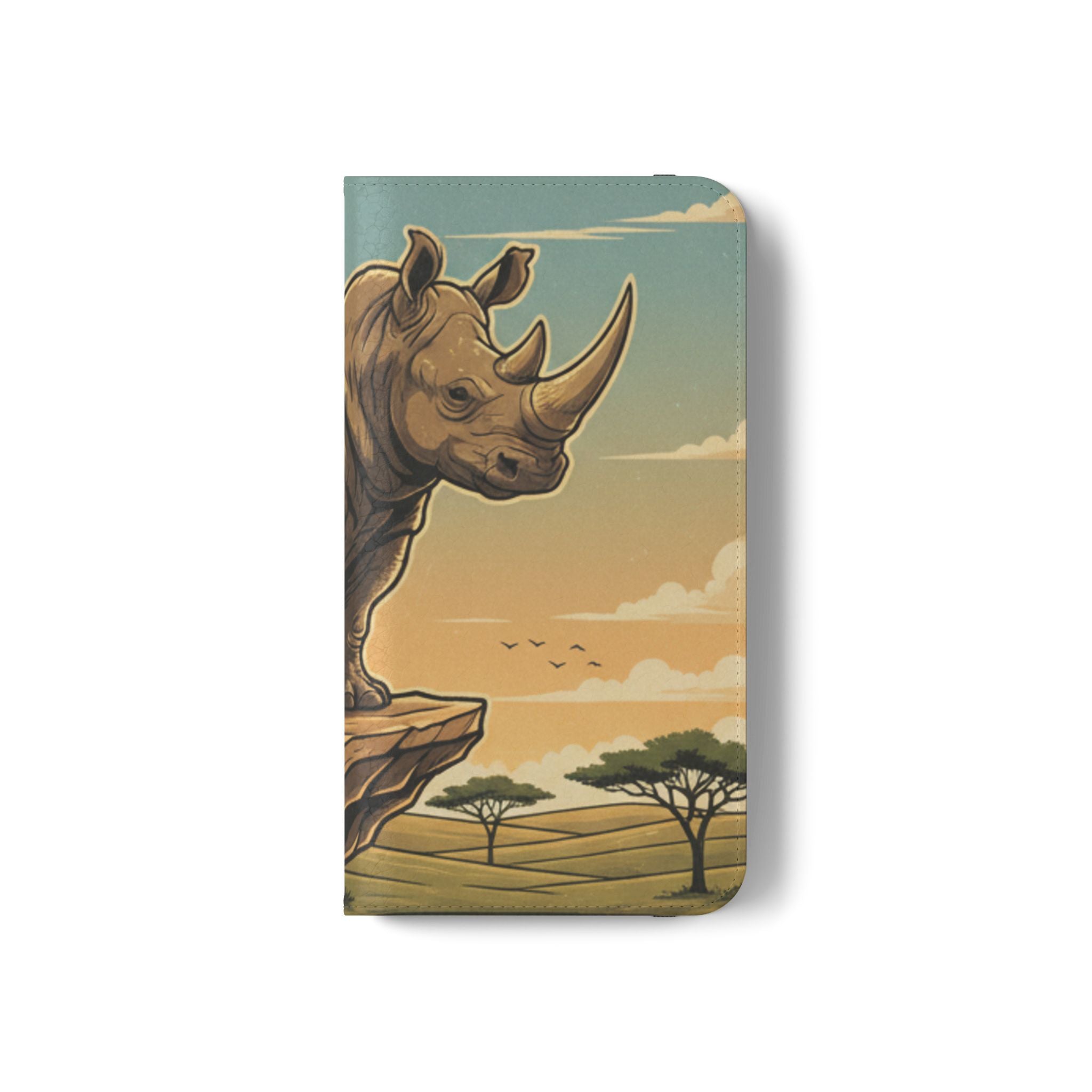 Rhino Sunset Flip Phone Case – Safari Wildlife Wallet Case