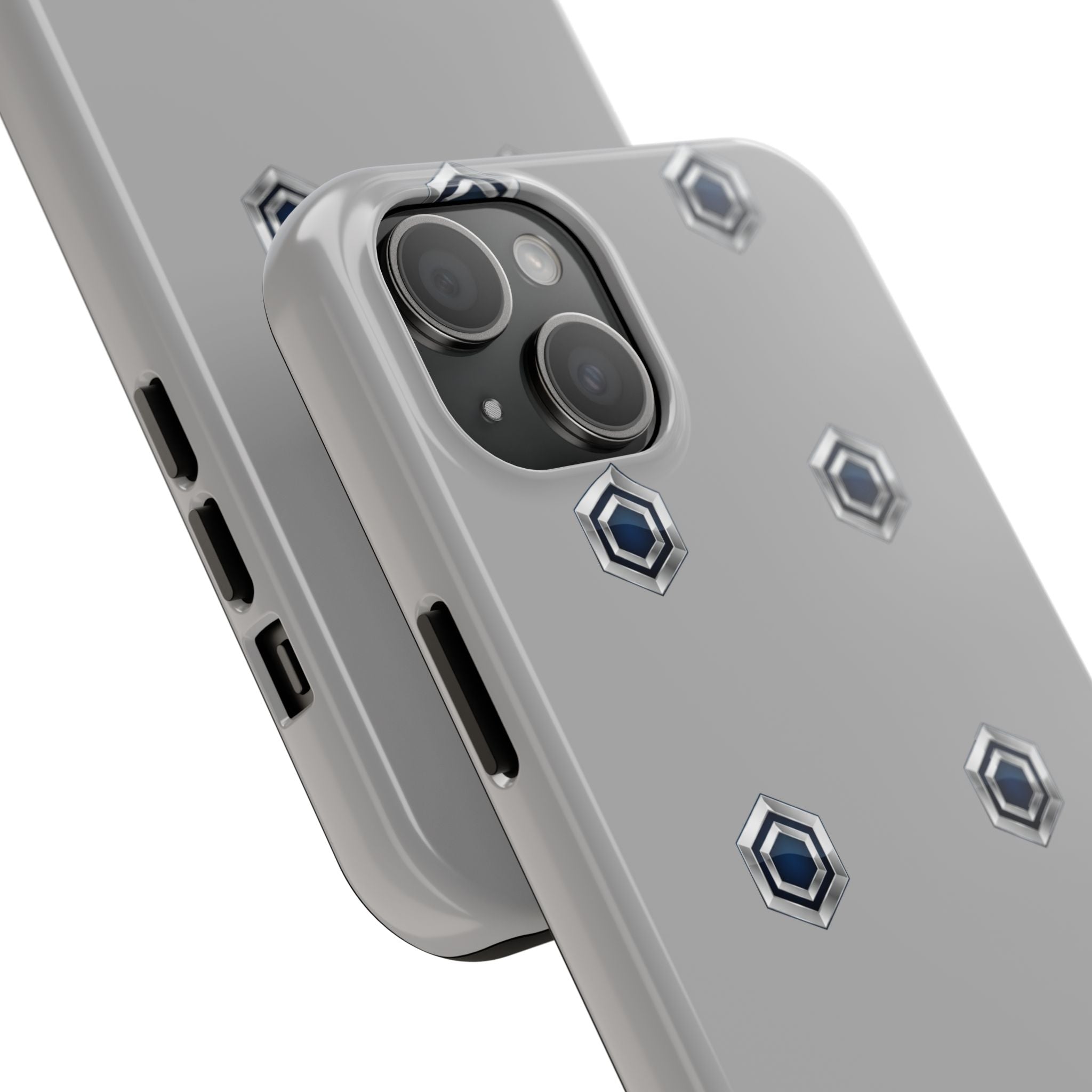 Tough Phone Case — Minimal Hex Rivet Armor (Gray)