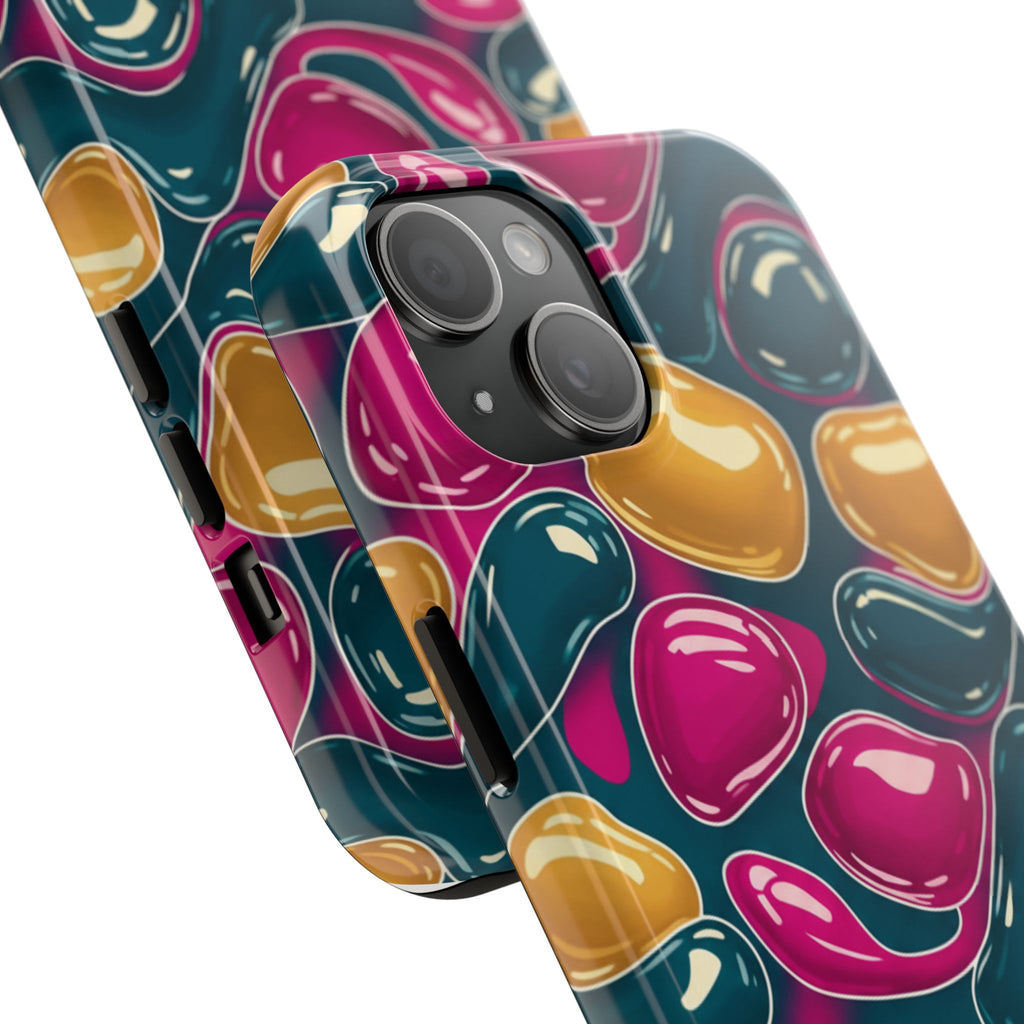 Abstract Colorful Blob Phone Case — Bold Teal, Magenta & Gold Protective Cover