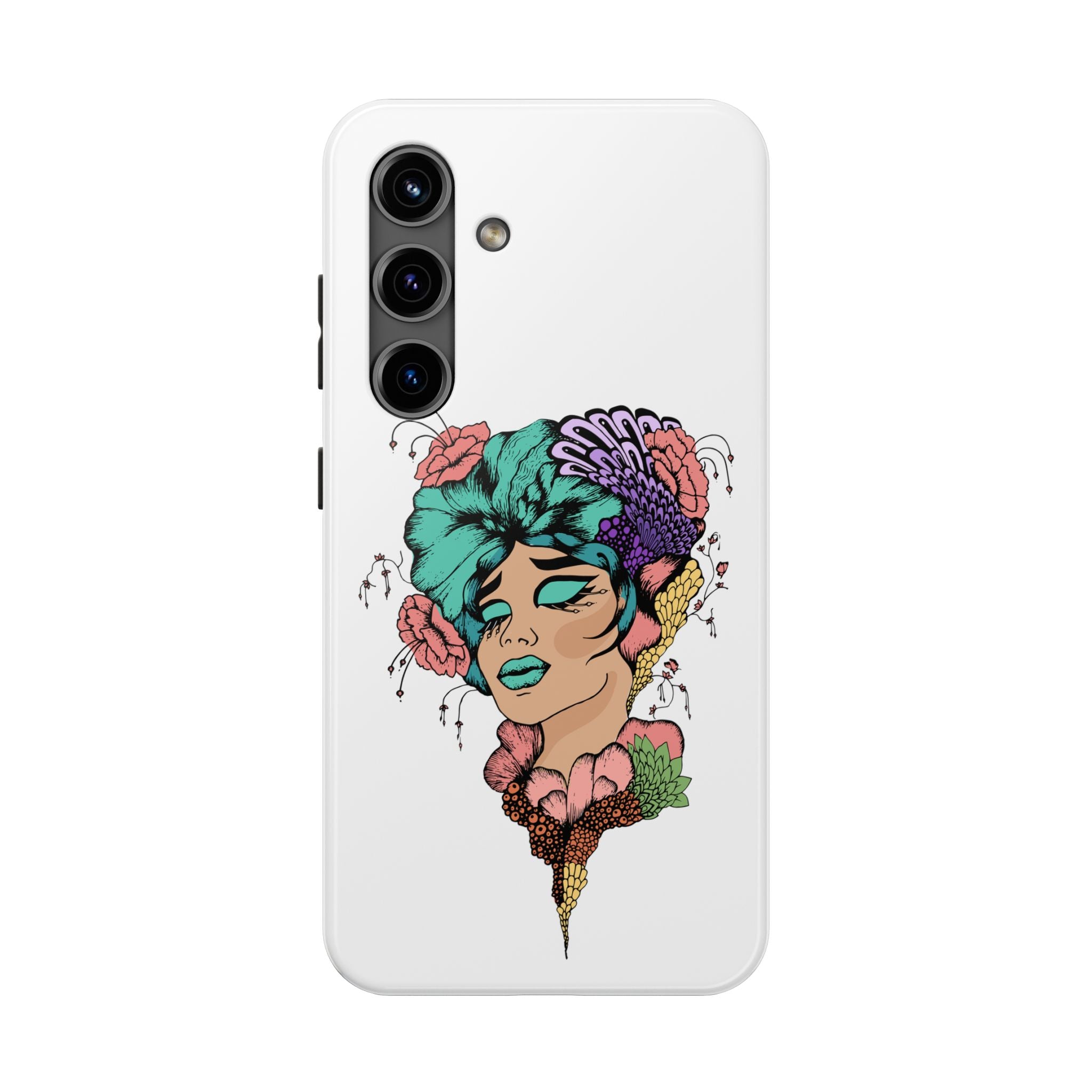 Tough Phone Case — Floral Pop Art Portrait Protective Cover