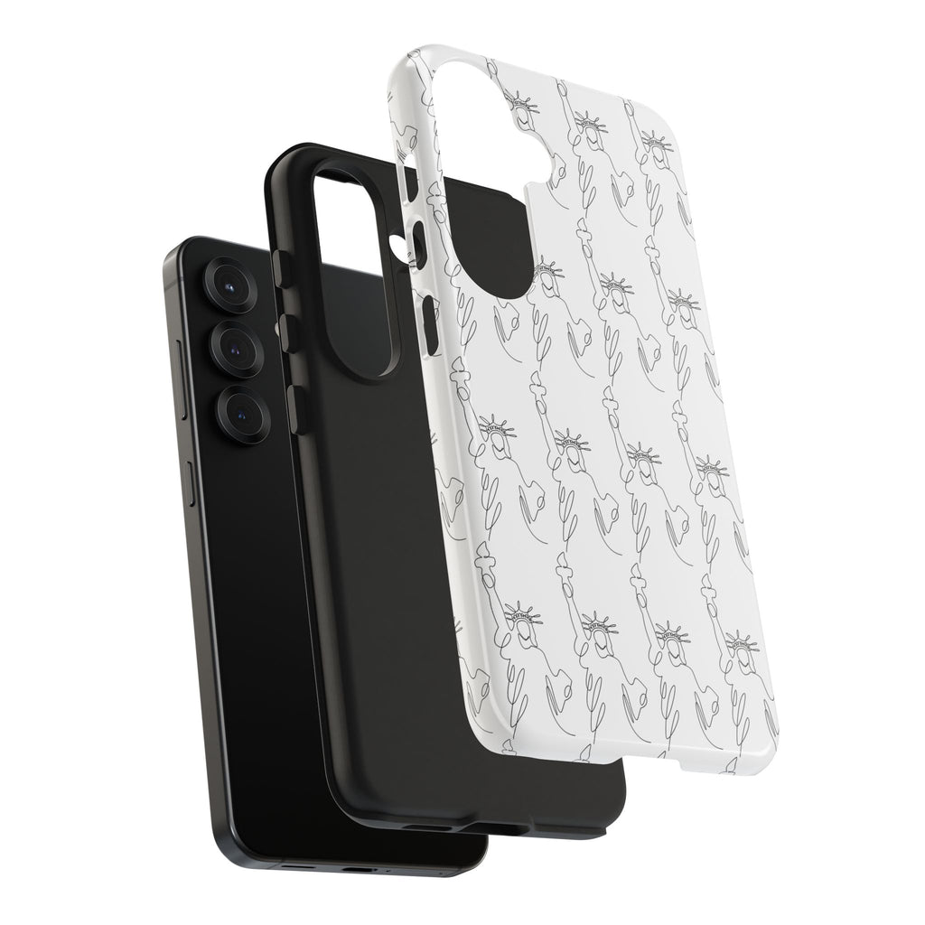 Statue of Liberty Sketch Tough Phone Case — Minimal Patriotic iPhone Cover