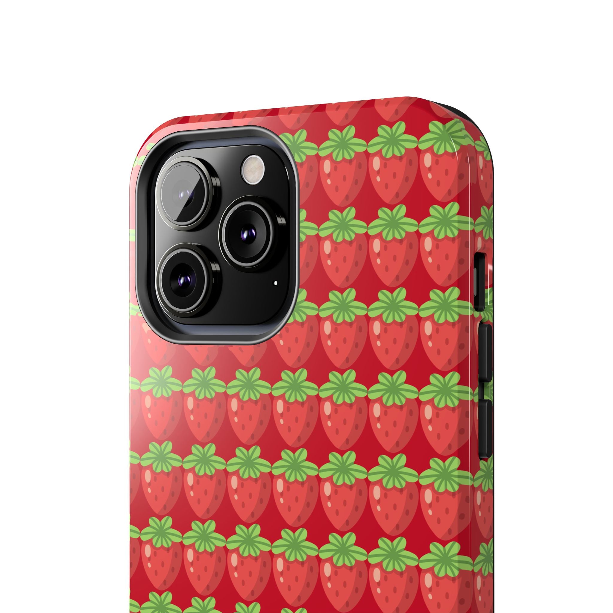 Strawberry Pattern Tough Phone Case — Cute Red Fruit Protective Cover