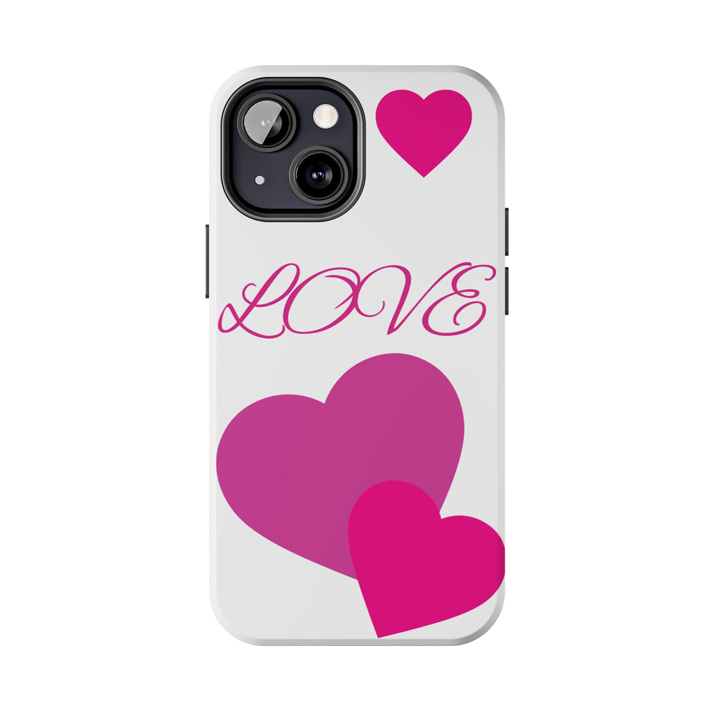 Love Heart Tough Phone Case — Pink Hearts Protective Phone Cover