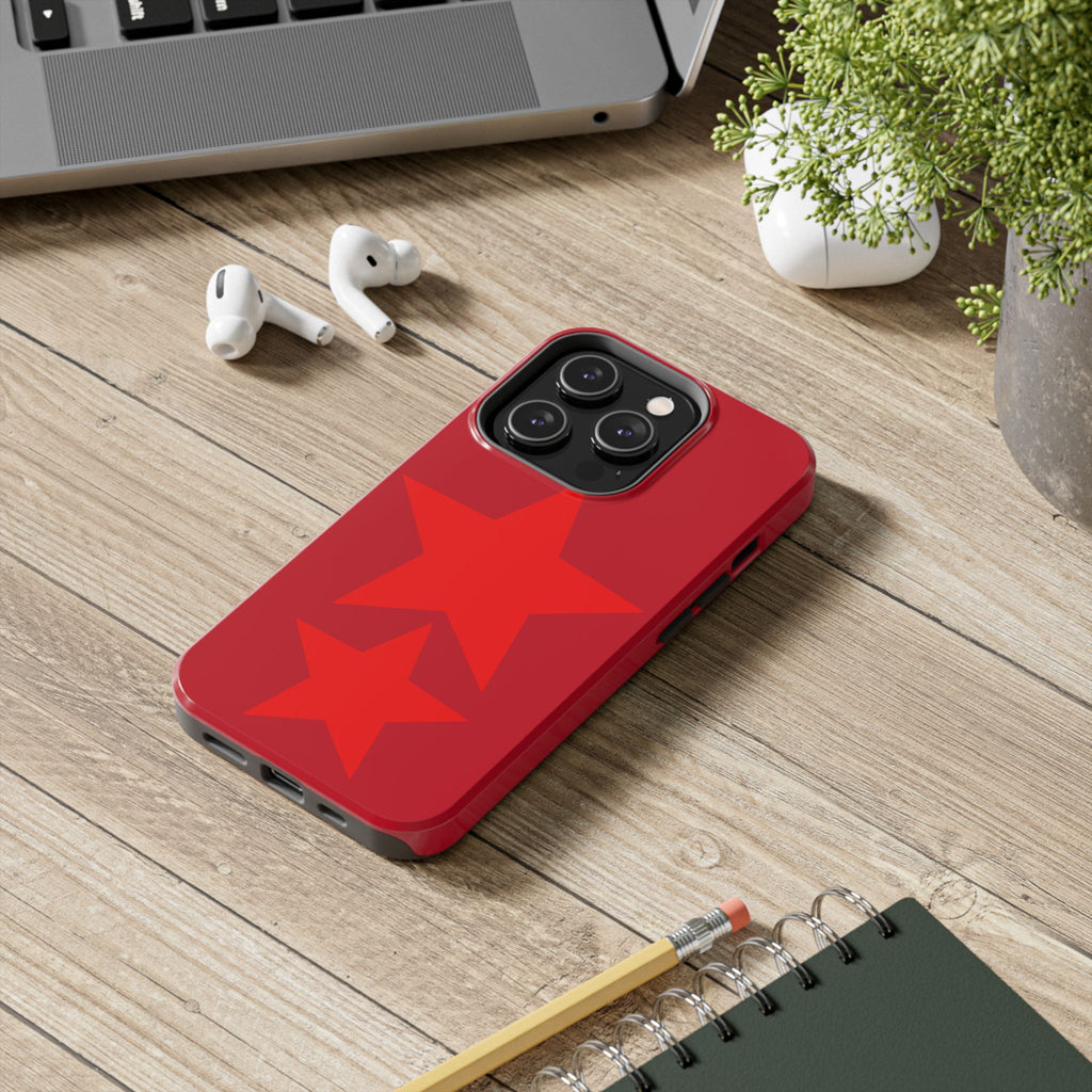 Red Star Tough Phone Case — Dual-Star Protective iPhone Cover