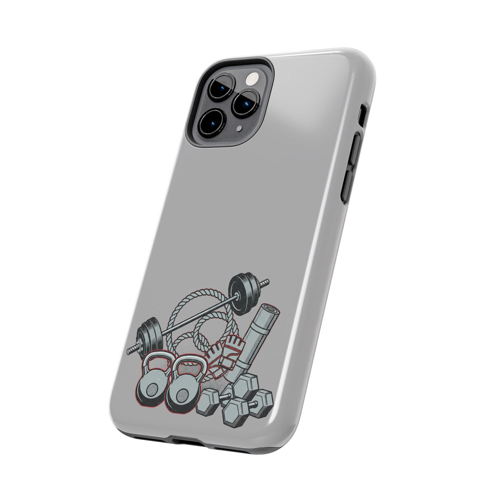 Fitness Gear Tough Phone Case — Dumbbells, Kettlebells & Jump Rope Design