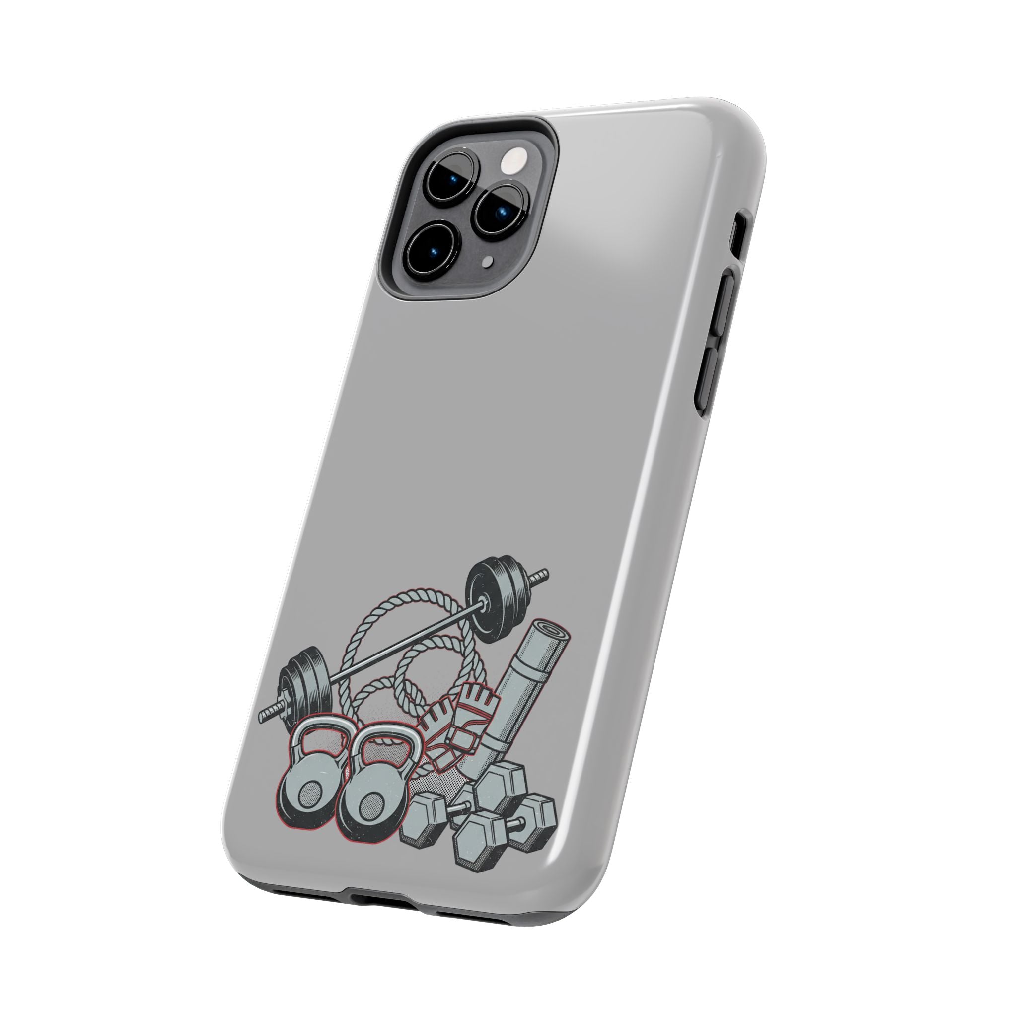 Fitness Gear Tough Phone Case — Dumbbells, Kettlebells & Jump Rope Design