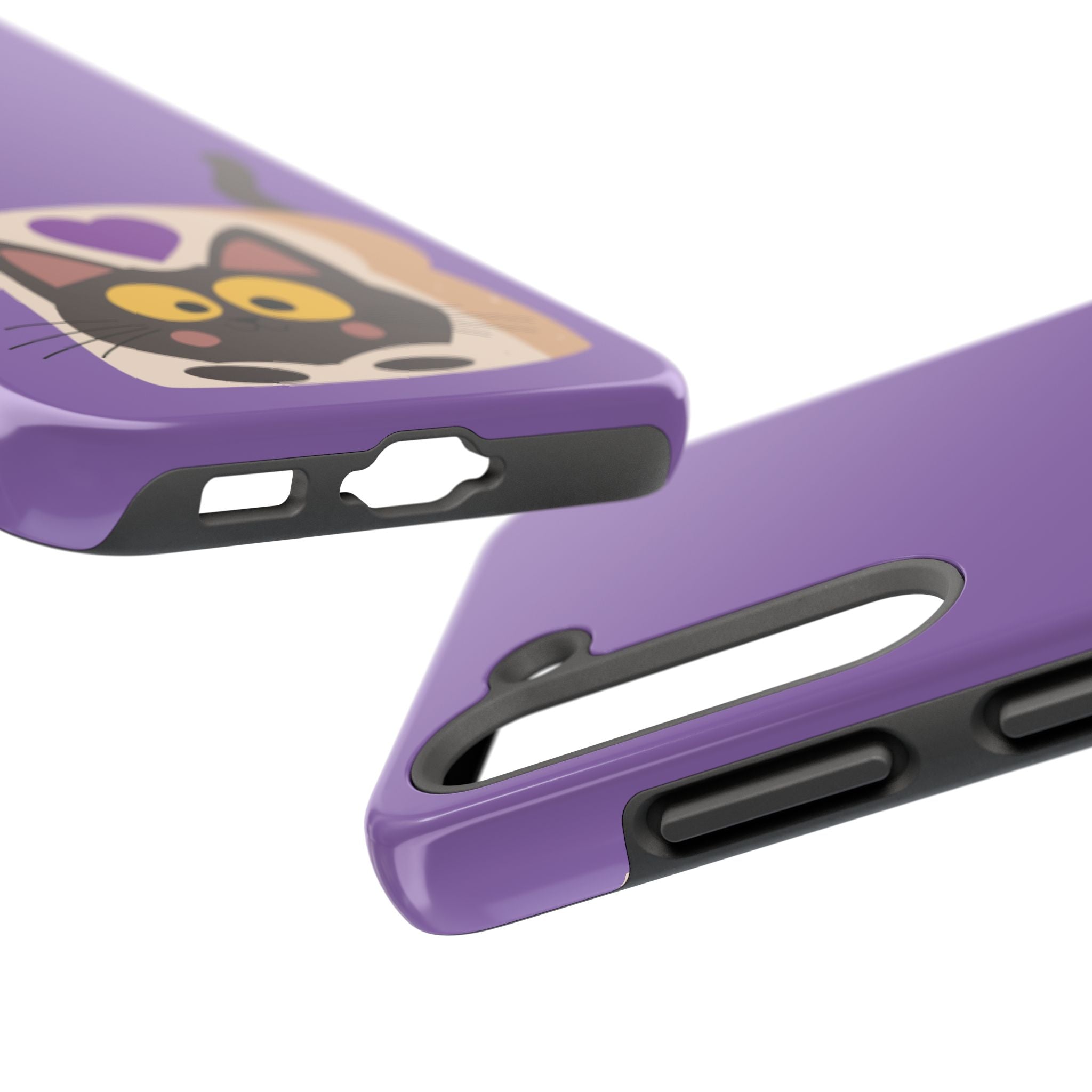 Purple Cute Cat-in-Bread Tough Phone Case — Cute Cat Heart Design