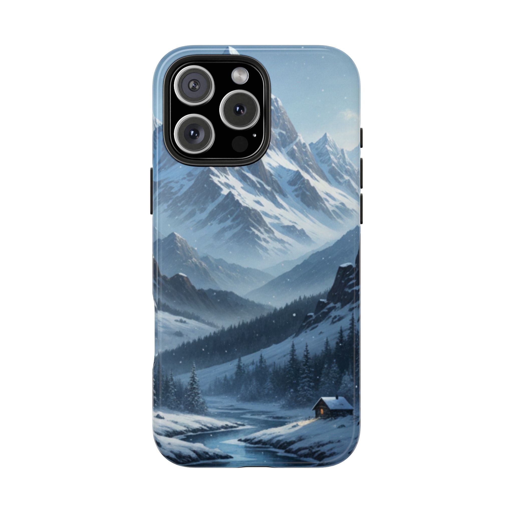 Tough Phone Case — Snowy Mountain Cabin Landscape Protective Phone Cover