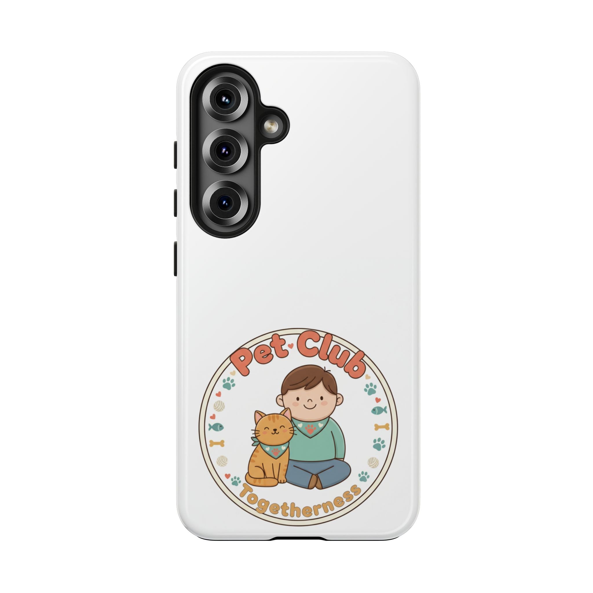 Pet Club Tough Phone Case — Cute Boy & Cat Illustration, "Togetherness" Design