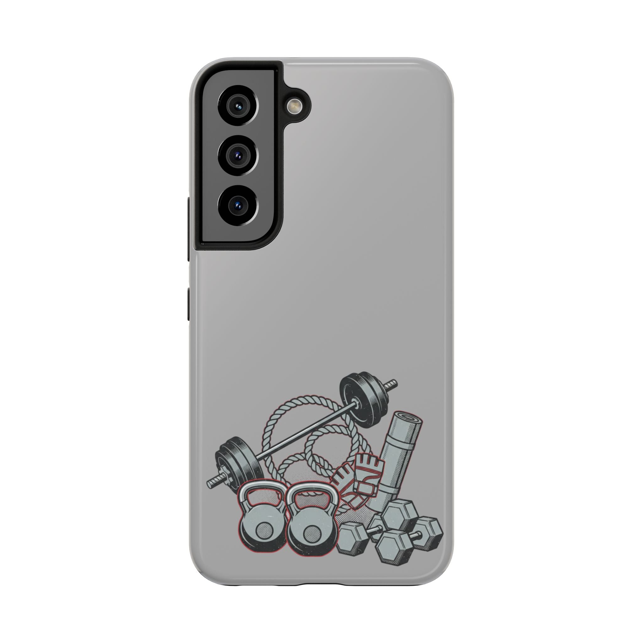 Fitness Gear Tough Phone Case — Dumbbells, Kettlebells & Jump Rope Design