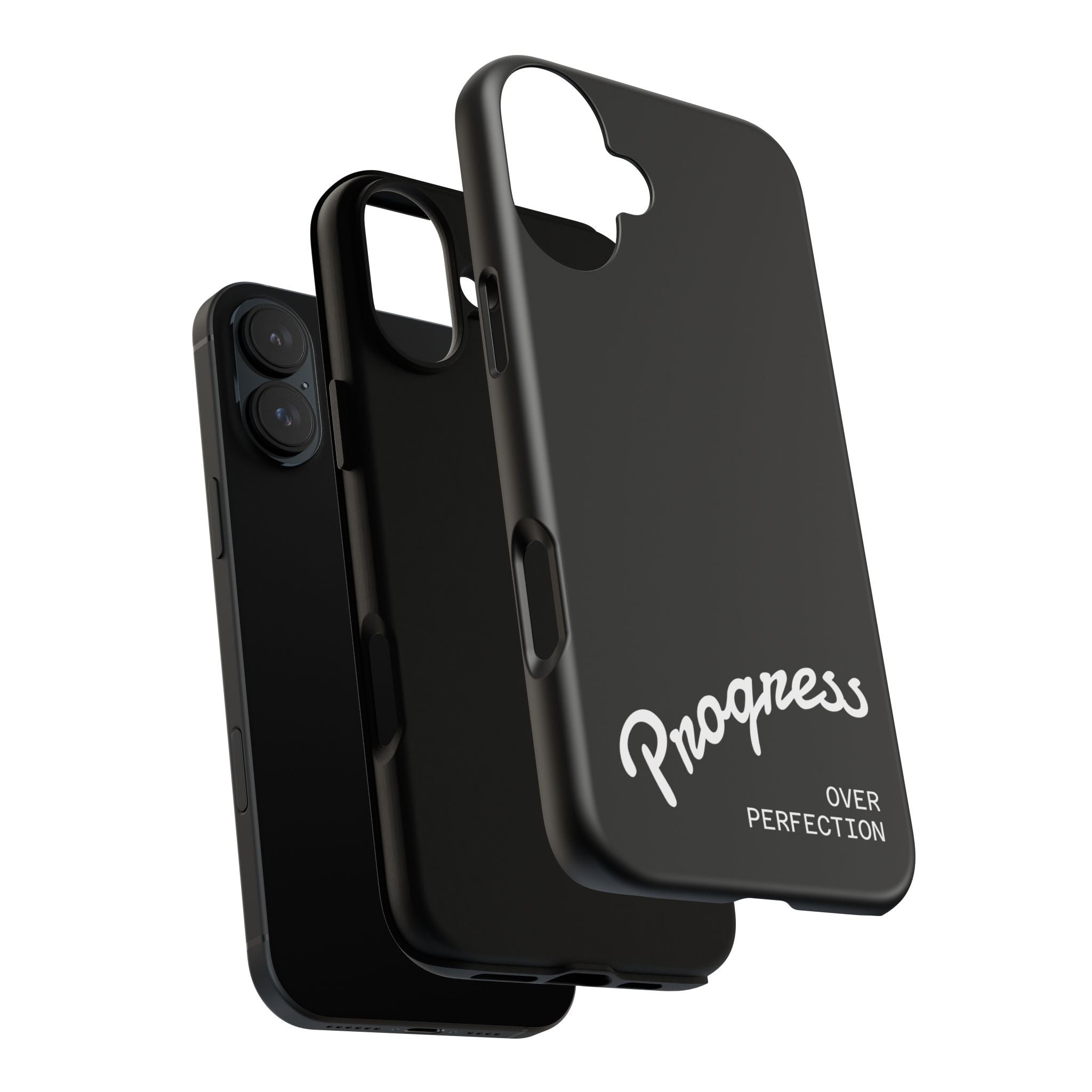 Phone Case - "Progress Over Perfection" Glossy Black Protective Cover
