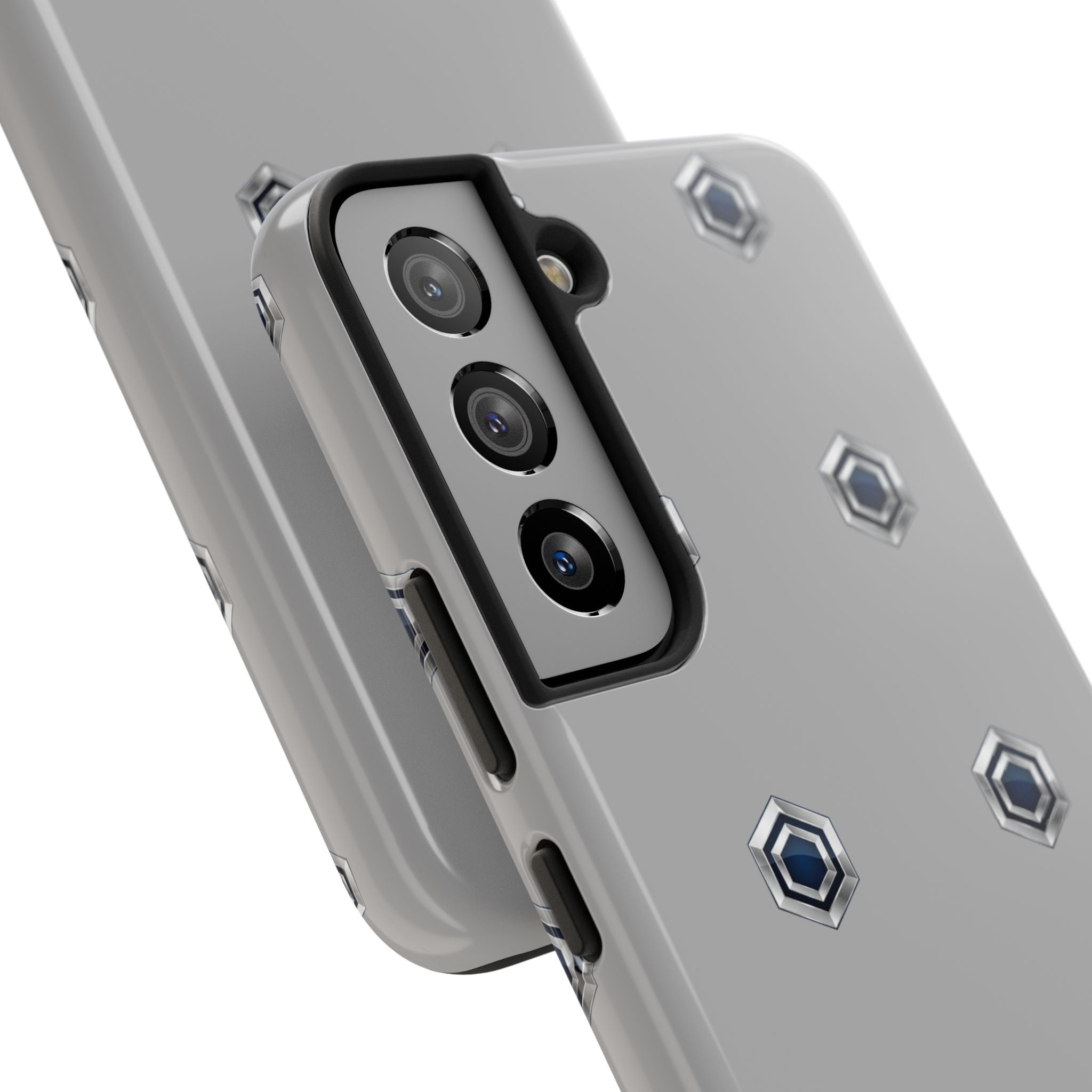 Tough Phone Case — Minimal Hex Rivet Armor (Gray)