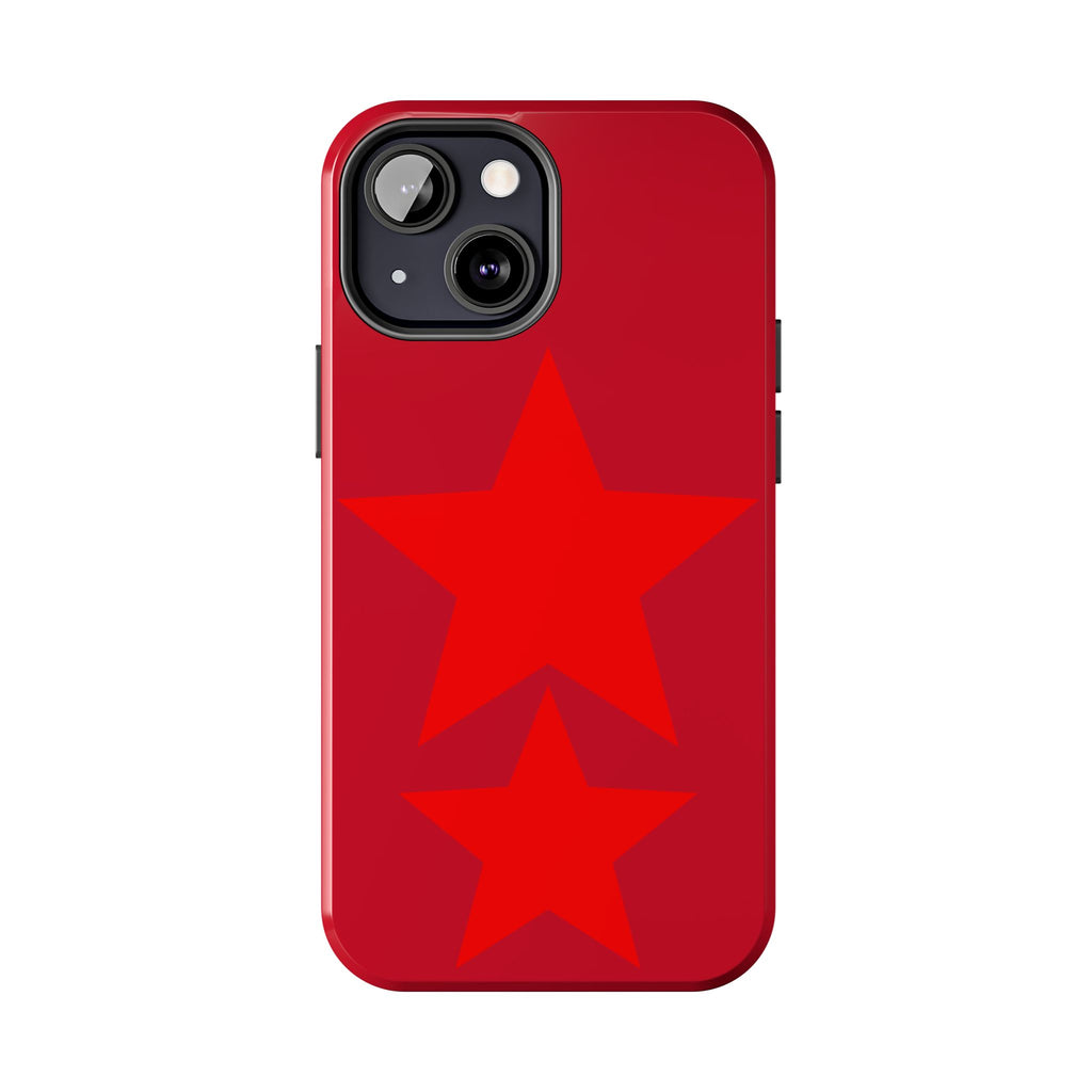 Red Star Tough Phone Case — Dual-Star Protective iPhone Cover