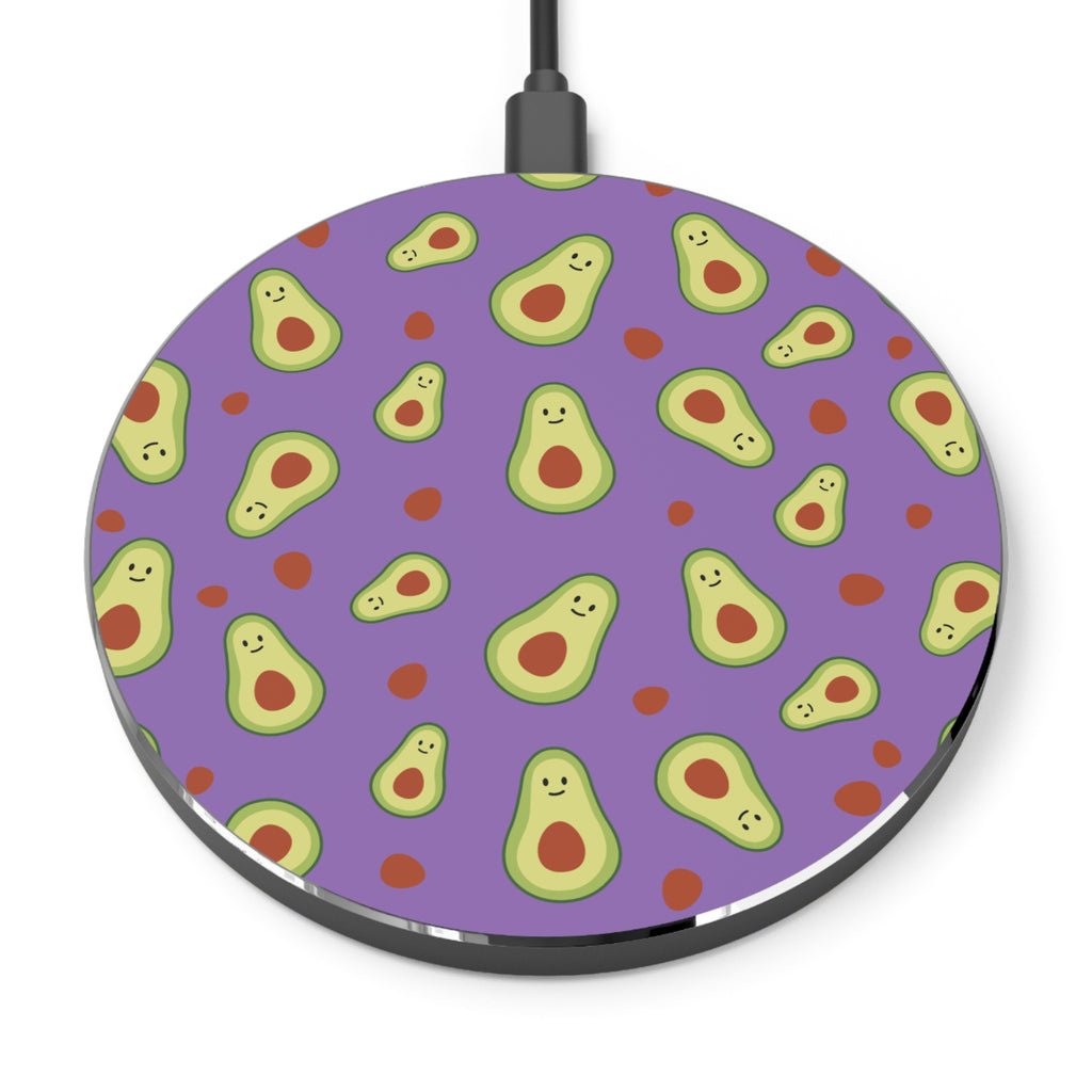 Avocado Pattern Wireless Charger — Cute Purple Avocado Qi Charging Pad