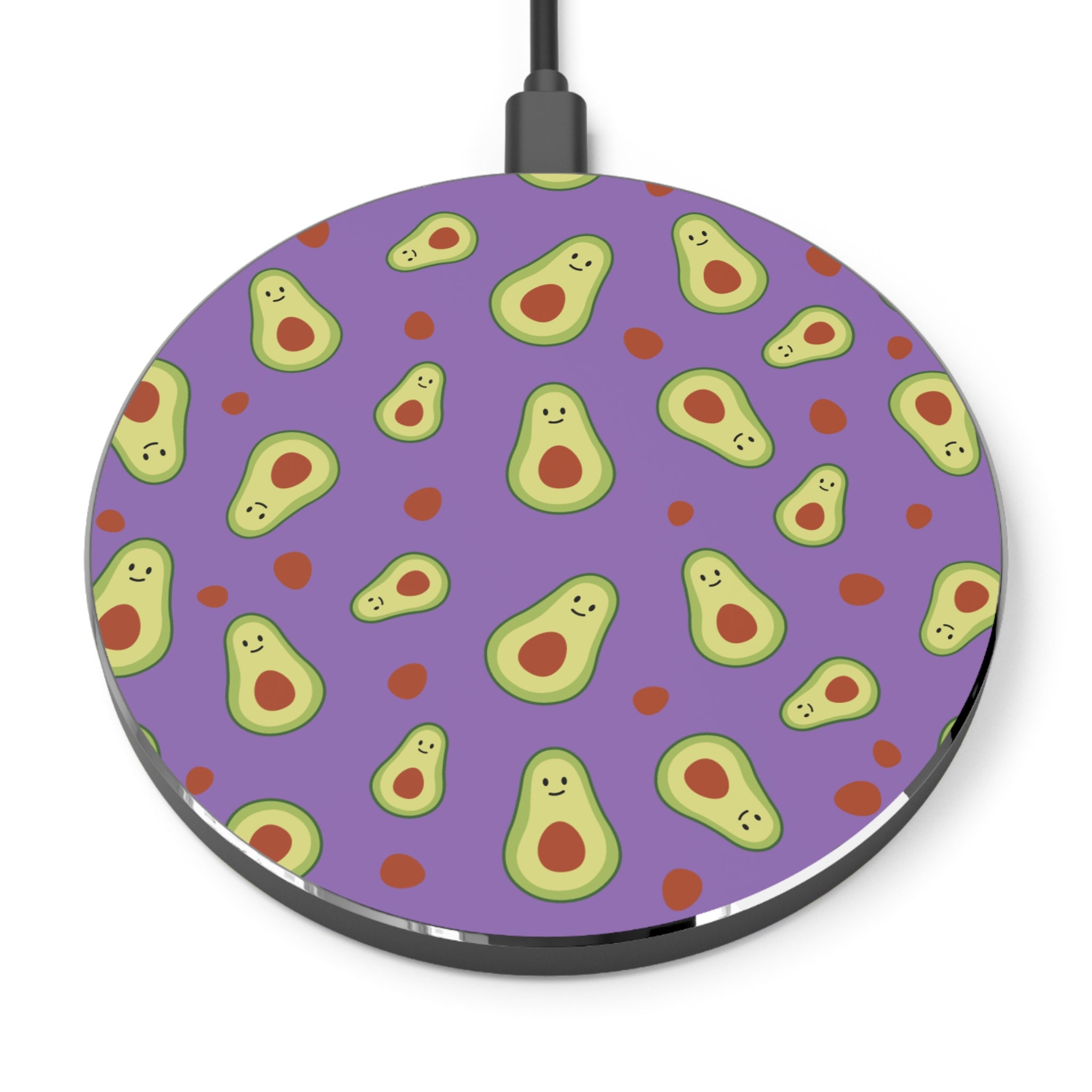 Avocado Pattern Wireless Charger — Cute Purple Avocado Qi Charging Pad