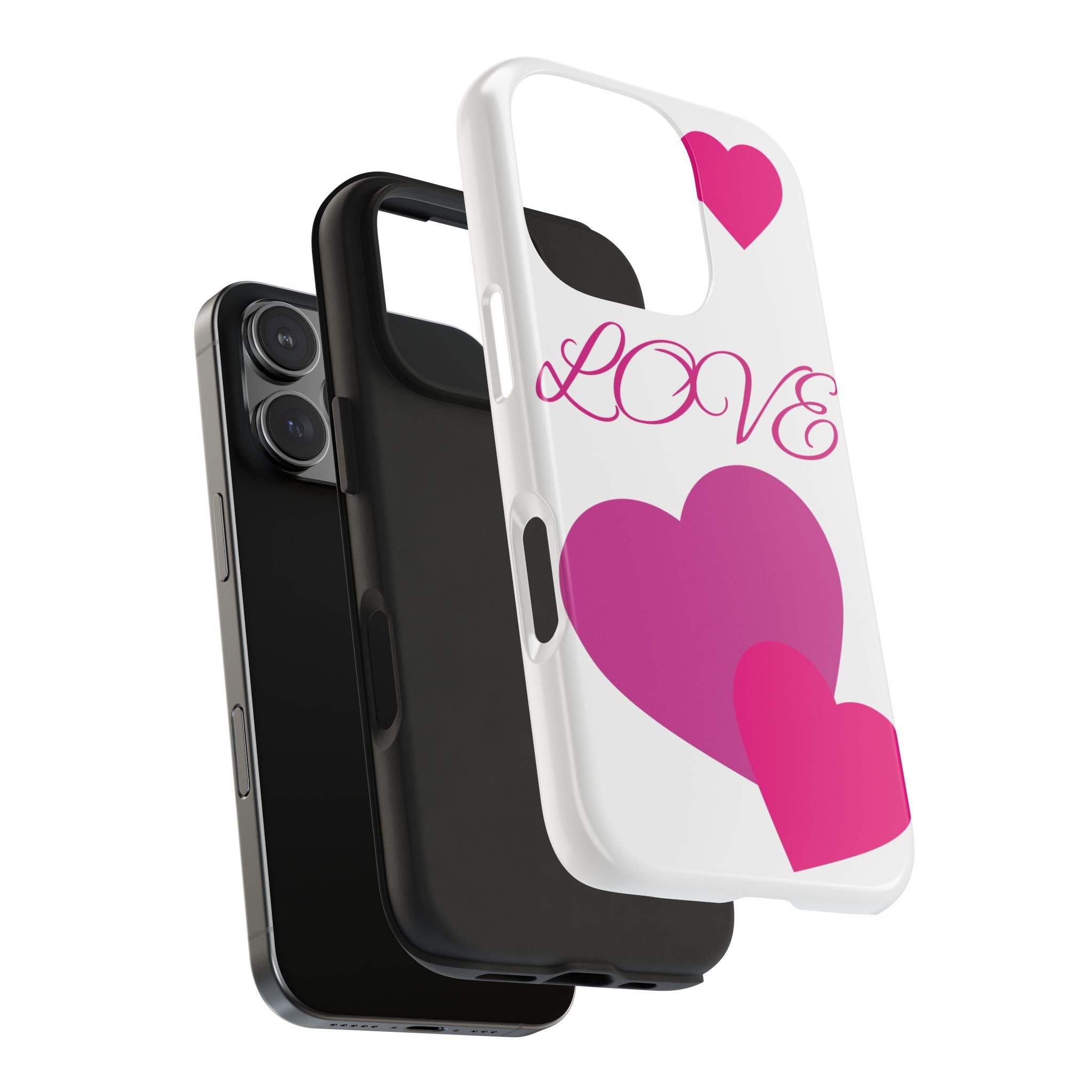 Love Heart Tough Phone Case — Pink Hearts Protective Phone Cover