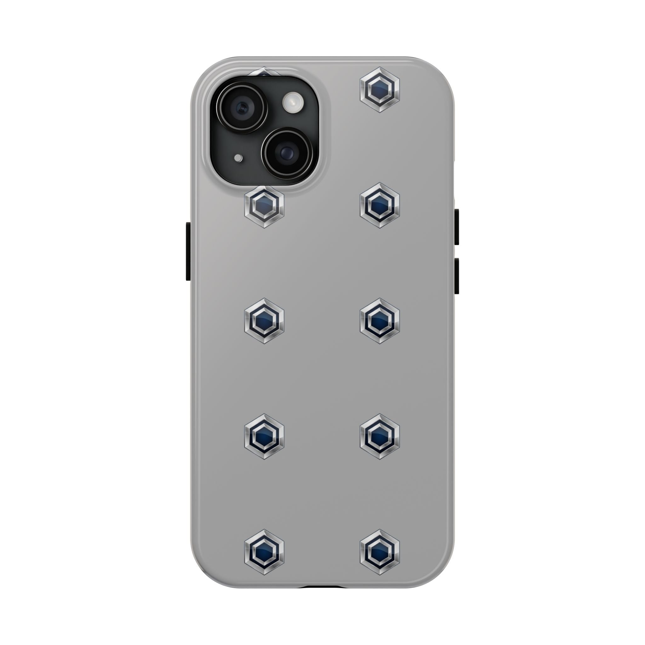 Tough Phone Case — Minimal Hex Rivet Armor (Gray)