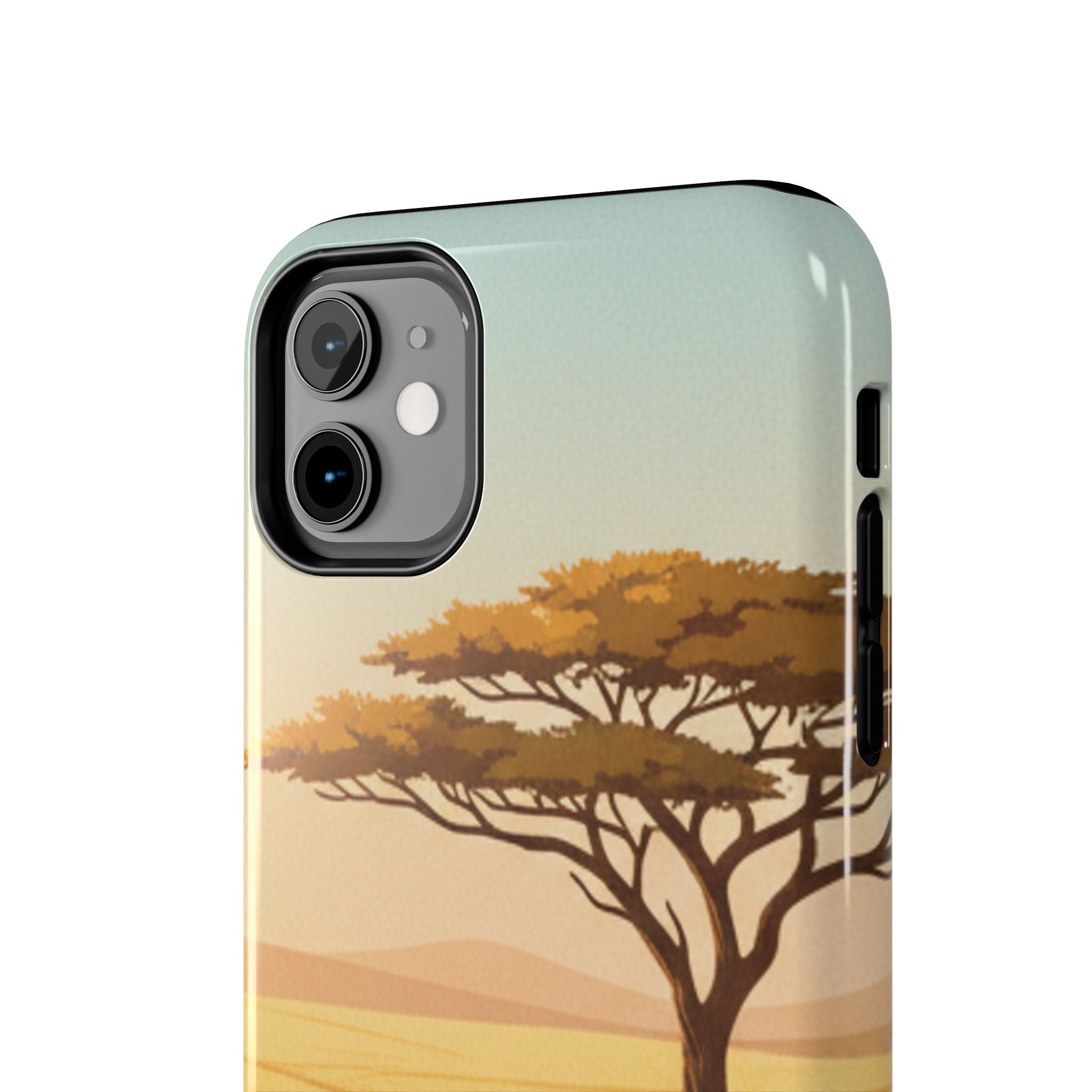Safari Sunset Tough Phone Case — African Savanna Tree Design