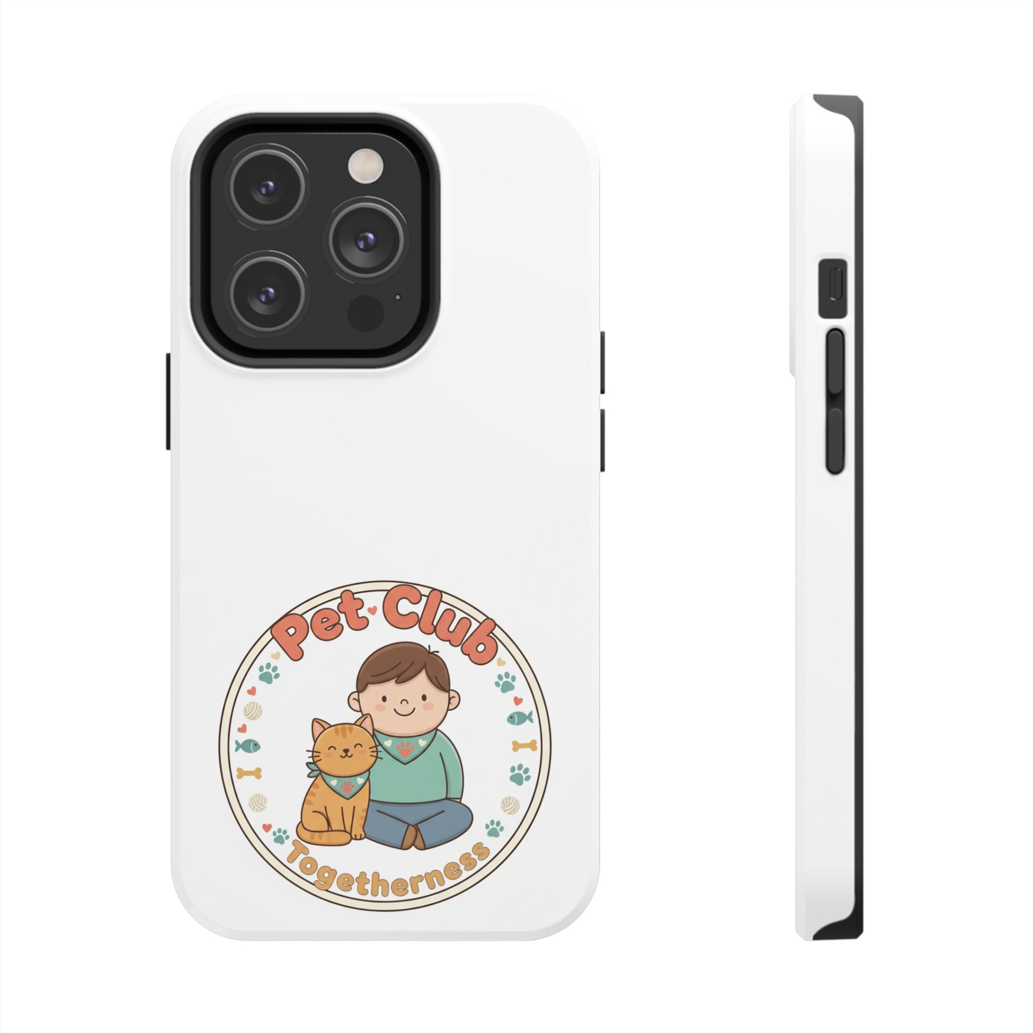 Pet Club Tough Phone Case — Cute Boy & Cat Illustration, "Togetherness" Design