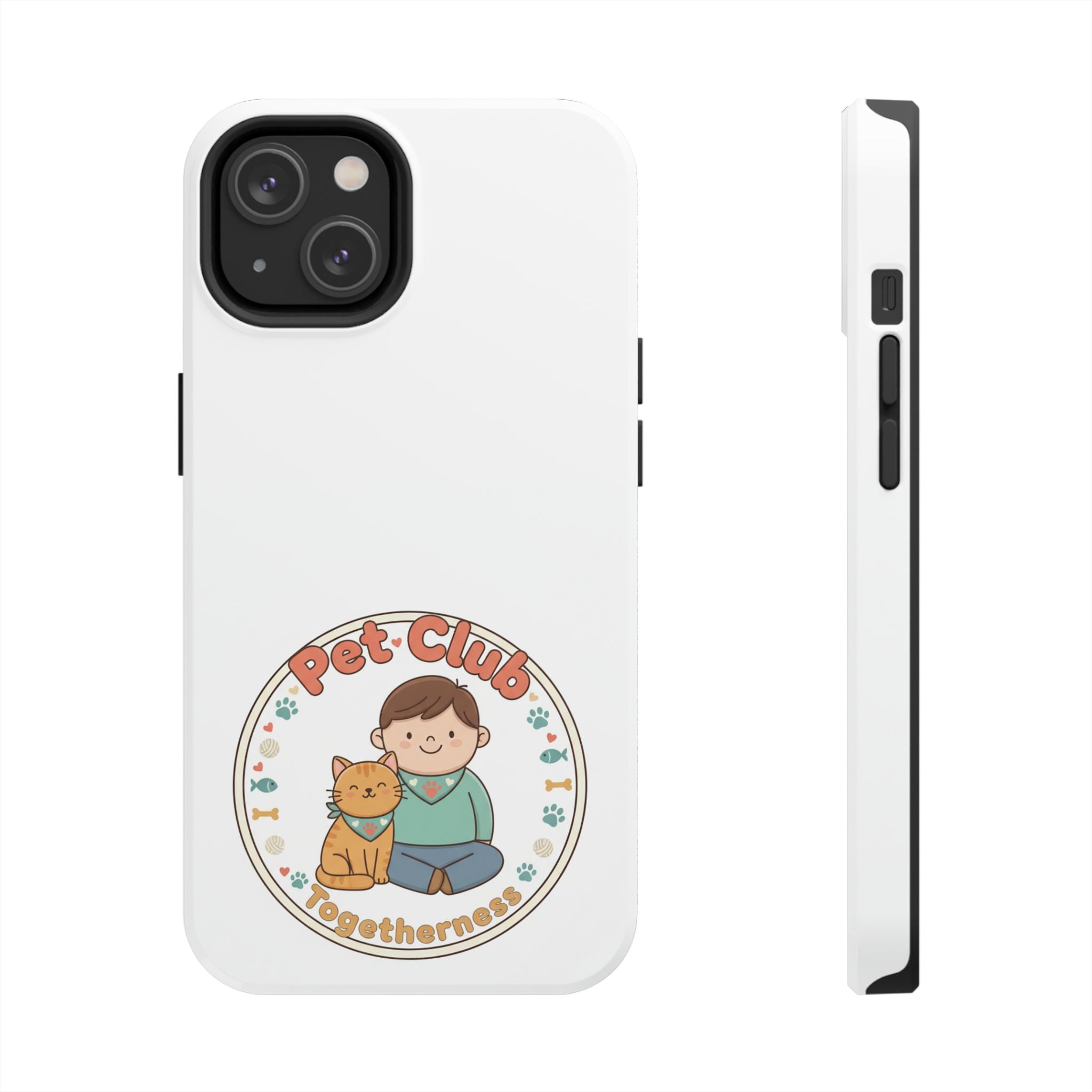 Pet Club Tough Phone Case — Cute Boy & Cat Illustration, "Togetherness" Design