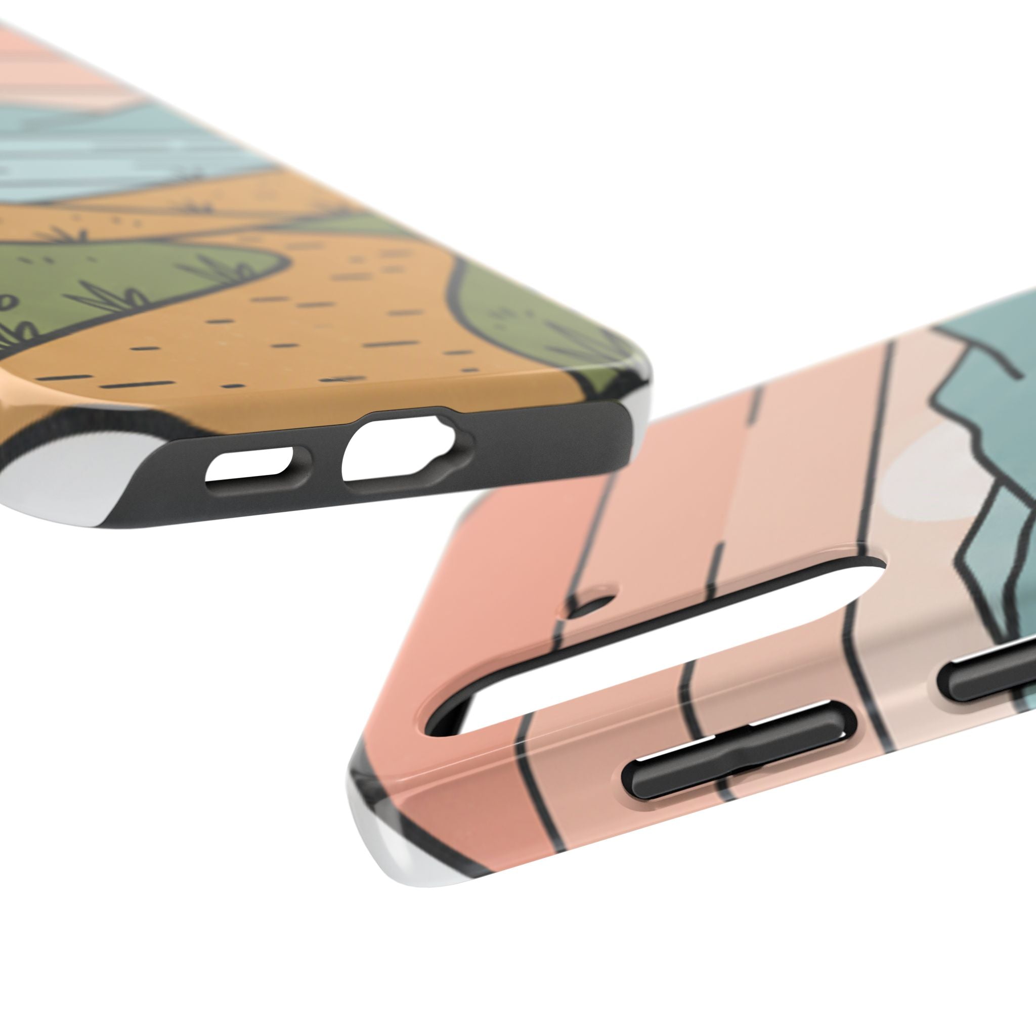 Scenic Path Tough Phone Case — Pastel Lake & Mountain Protective Cover