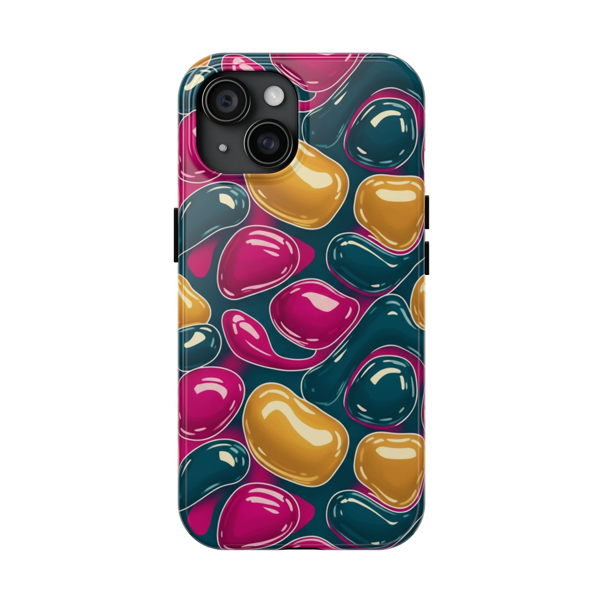 Abstract Colorful Blob Phone Case — Bold Teal, Magenta & Gold Protective Cover