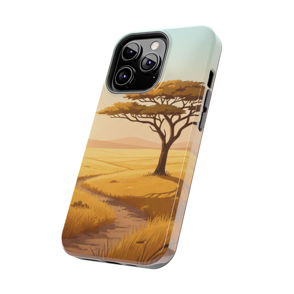 Safari Sunset Tough Phone Case — African Savanna Tree Design