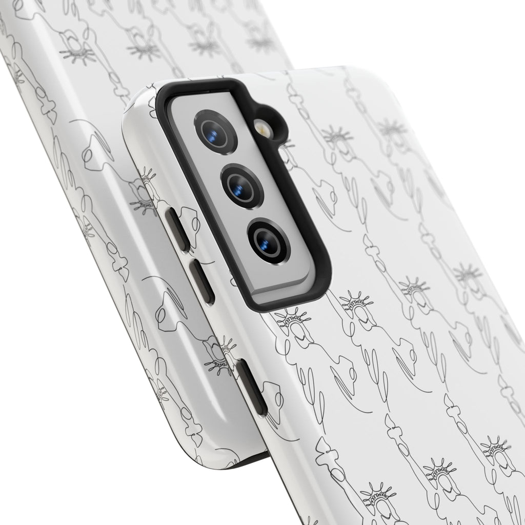 Statue of Liberty Sketch Tough Phone Case — Minimal Patriotic iPhone Cover