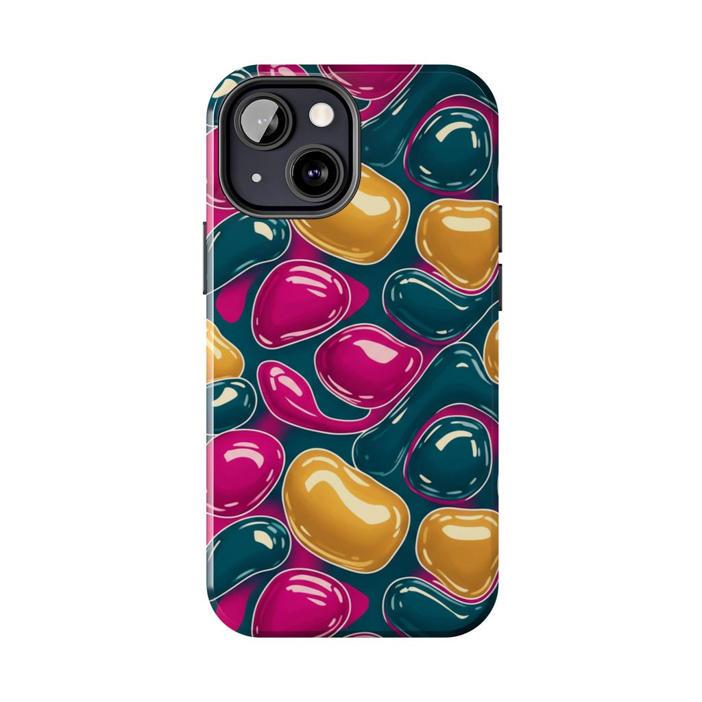 Abstract Colorful Blob Phone Case — Bold Teal, Magenta & Gold Protective Cover