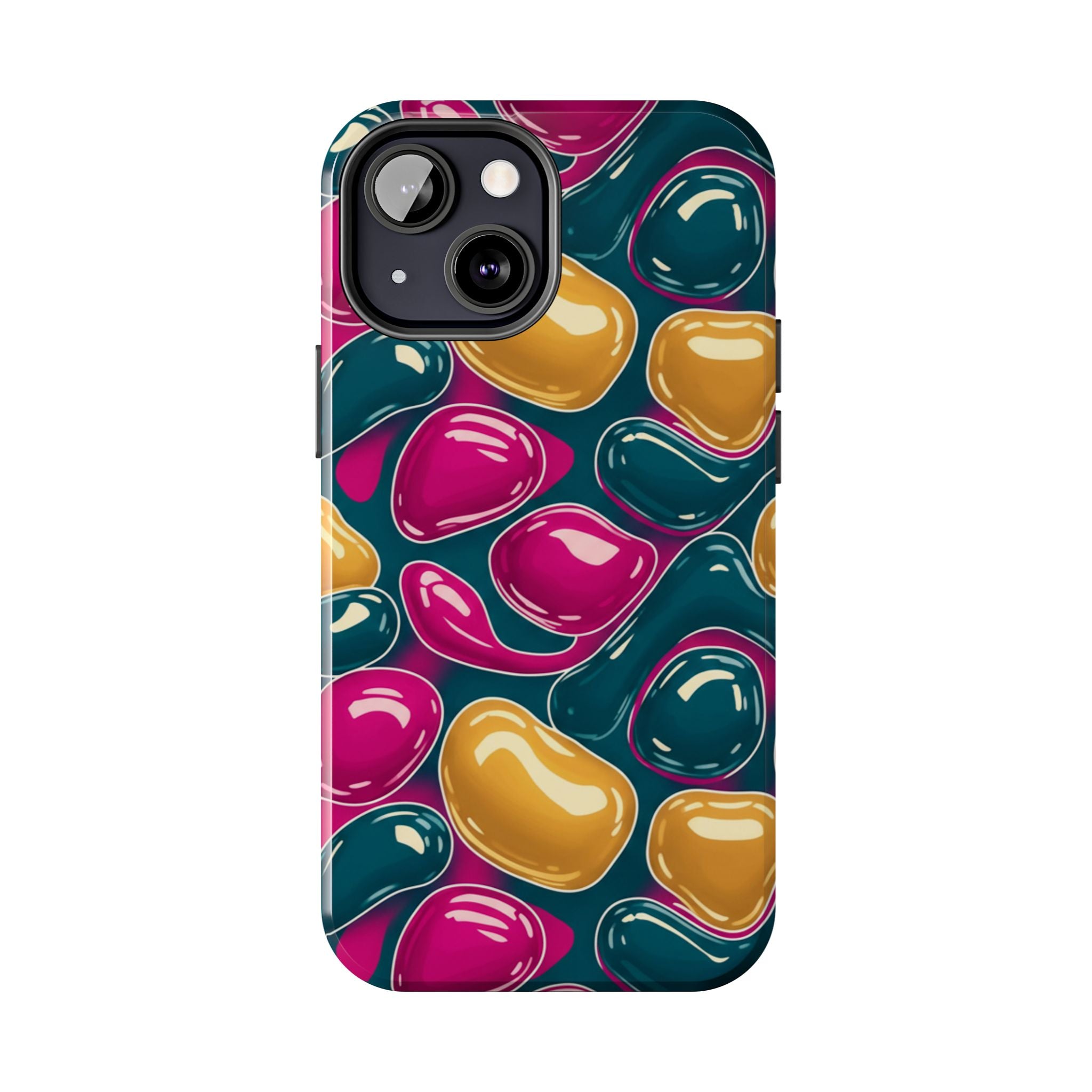 Abstract Colorful Blob Phone Case — Bold Teal, Magenta & Gold Protective Cover