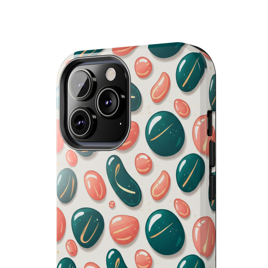 Abstract Pebble Pattern Tough Phone Case — Coral & Teal Protective Cover