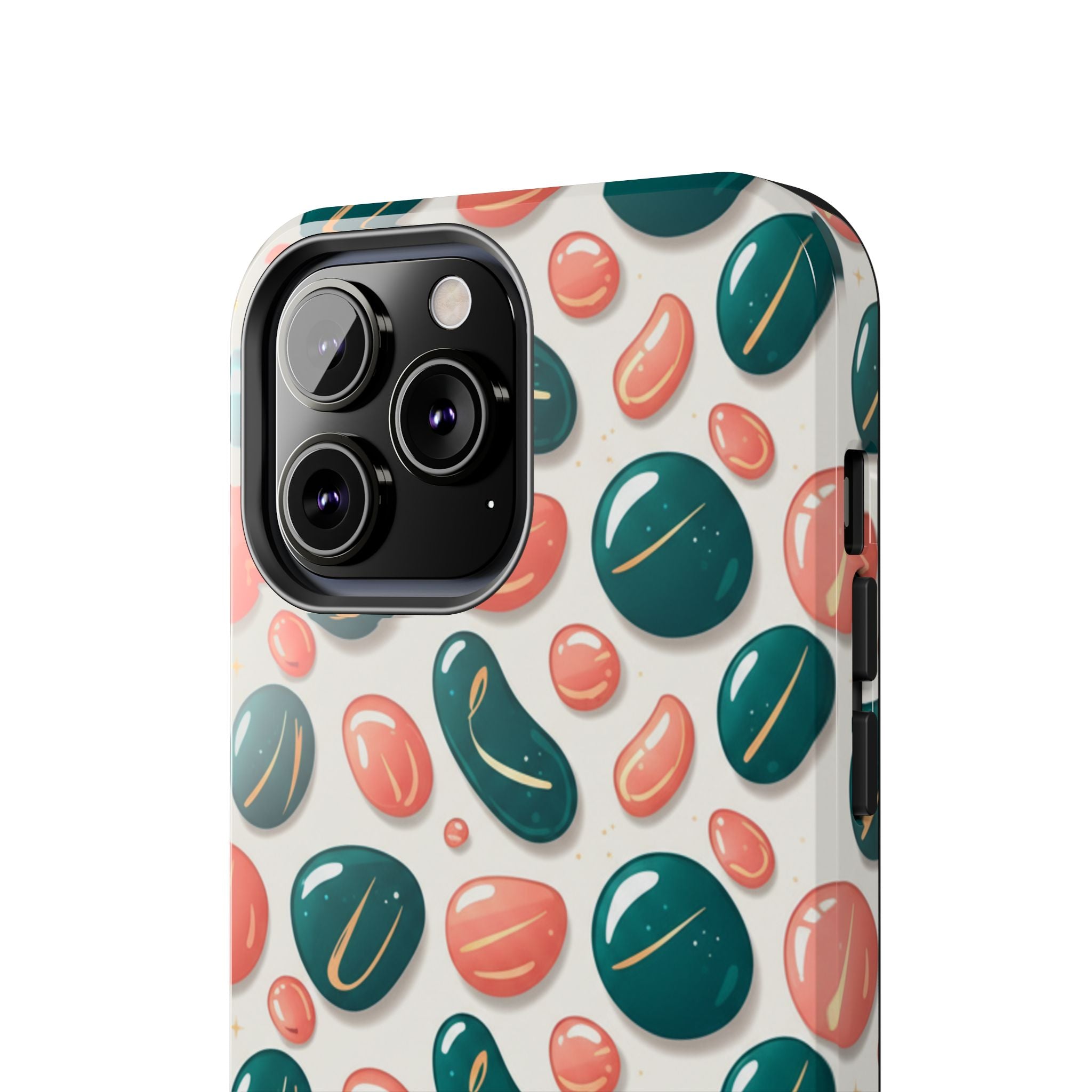 Abstract Pebble Pattern Tough Phone Case — Coral & Teal Protective Cover
