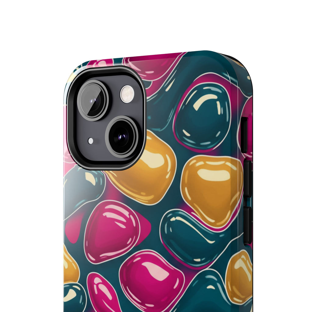 Abstract Colorful Blob Phone Case — Bold Teal, Magenta & Gold Protective Cover