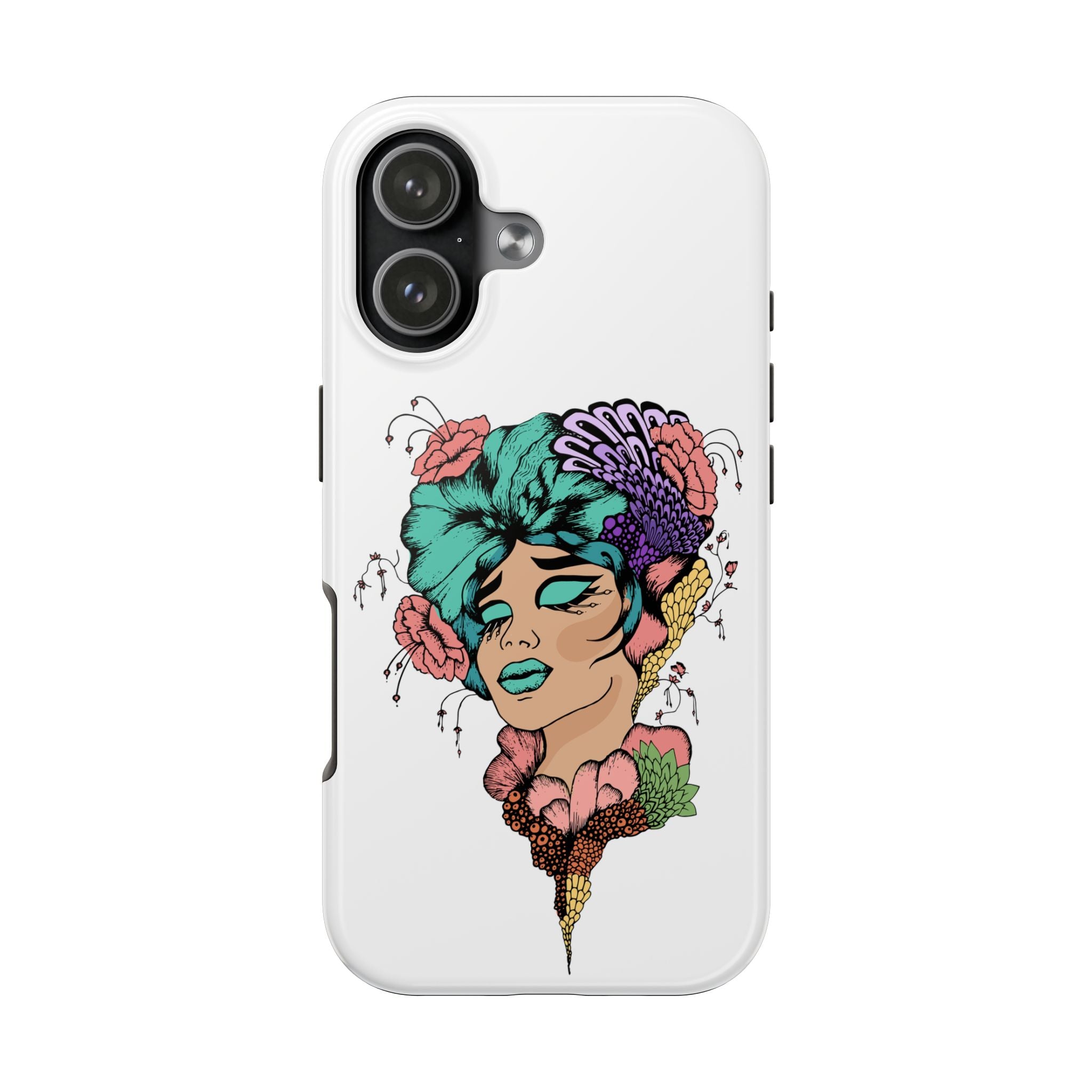 Tough Phone Case — Floral Pop Art Portrait Protective Cover