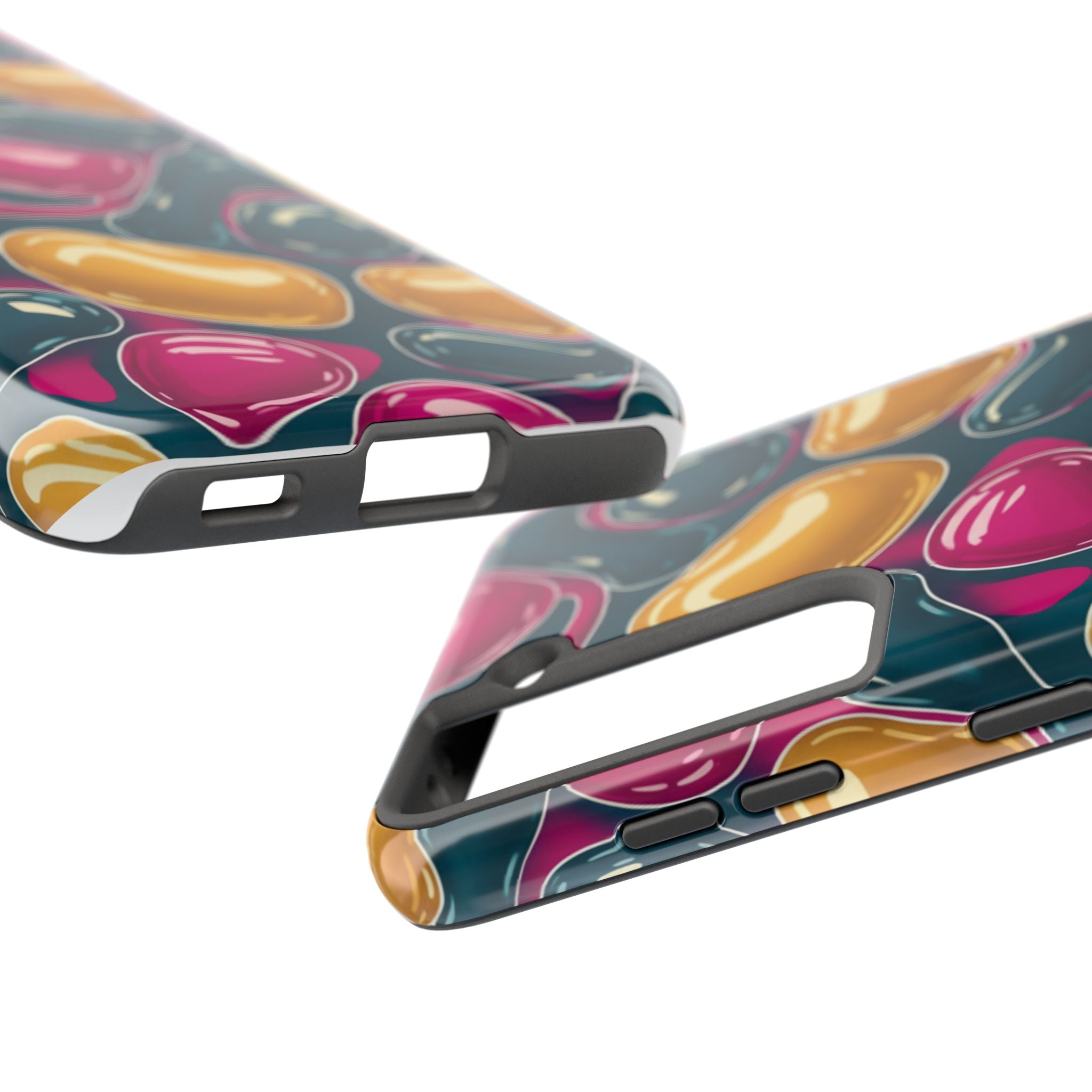 Abstract Colorful Blob Phone Case — Bold Teal, Magenta & Gold Protective Cover