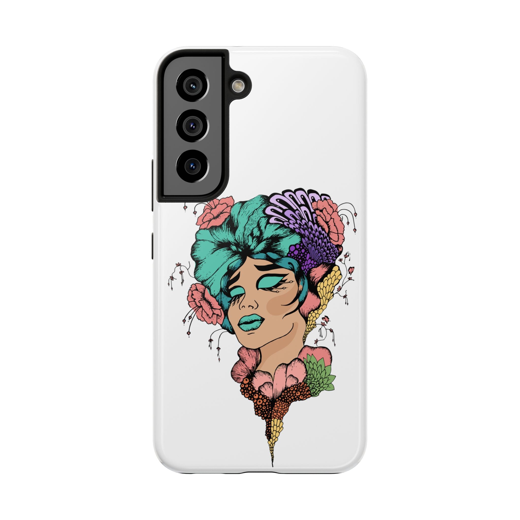 Tough Phone Case — Floral Pop Art Portrait Protective Cover