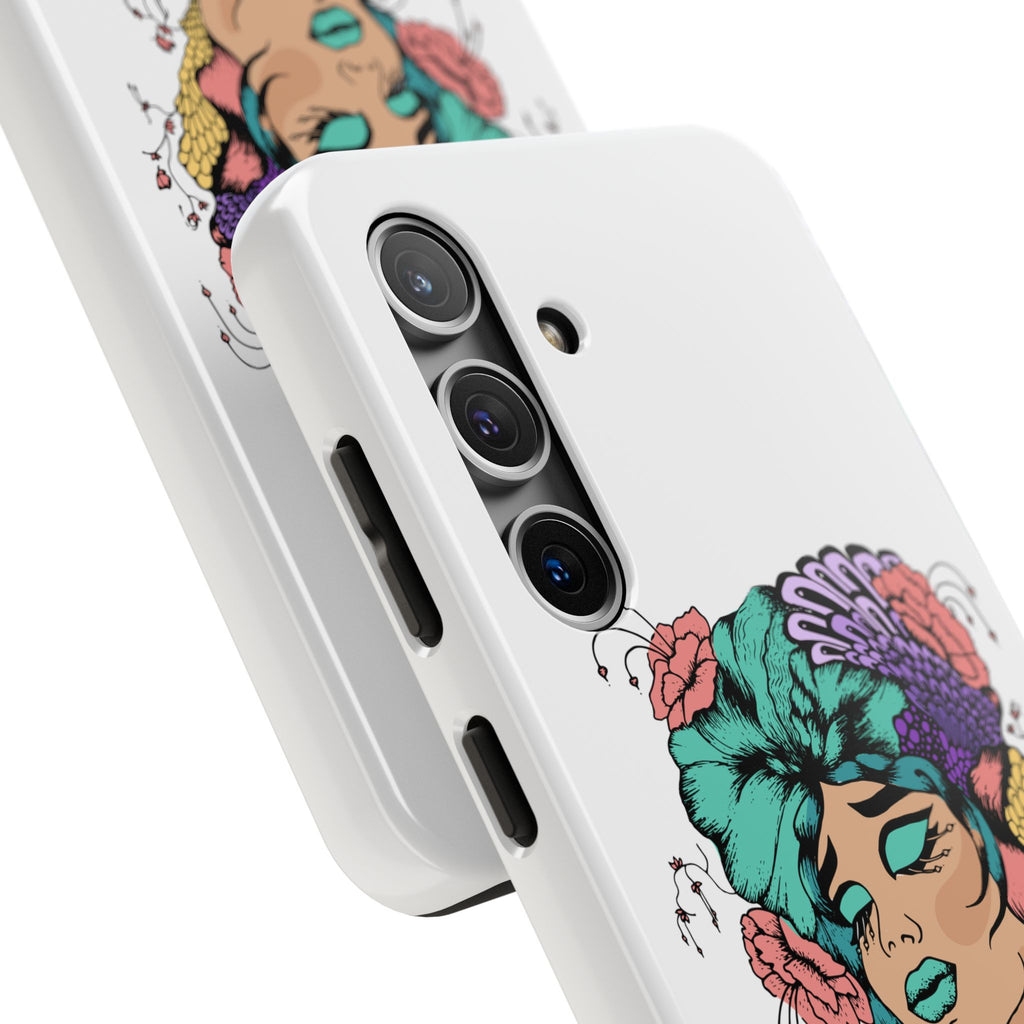 Tough Phone Case — Floral Pop Art Portrait Protective Cover