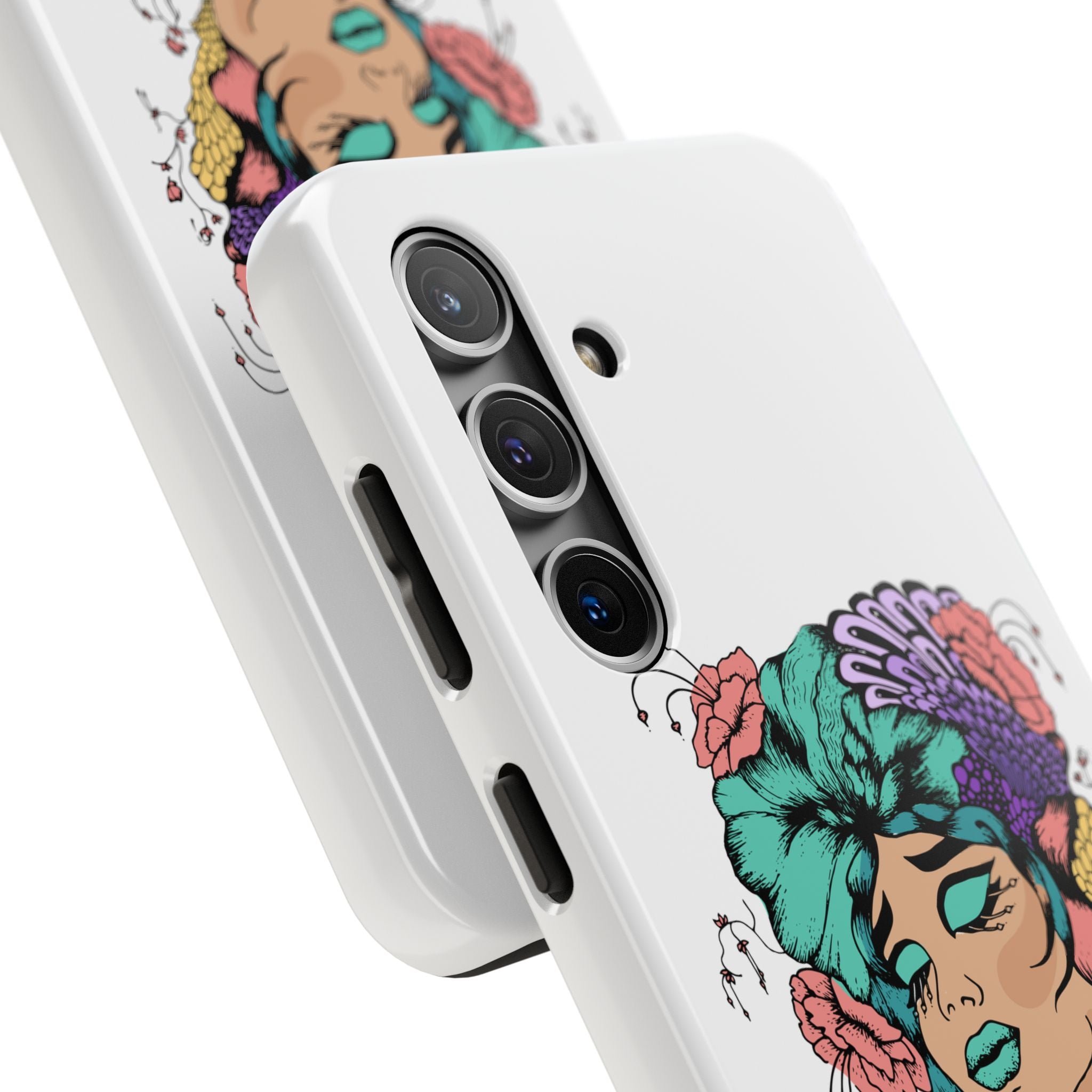 Tough Phone Case — Floral Pop Art Portrait Protective Cover