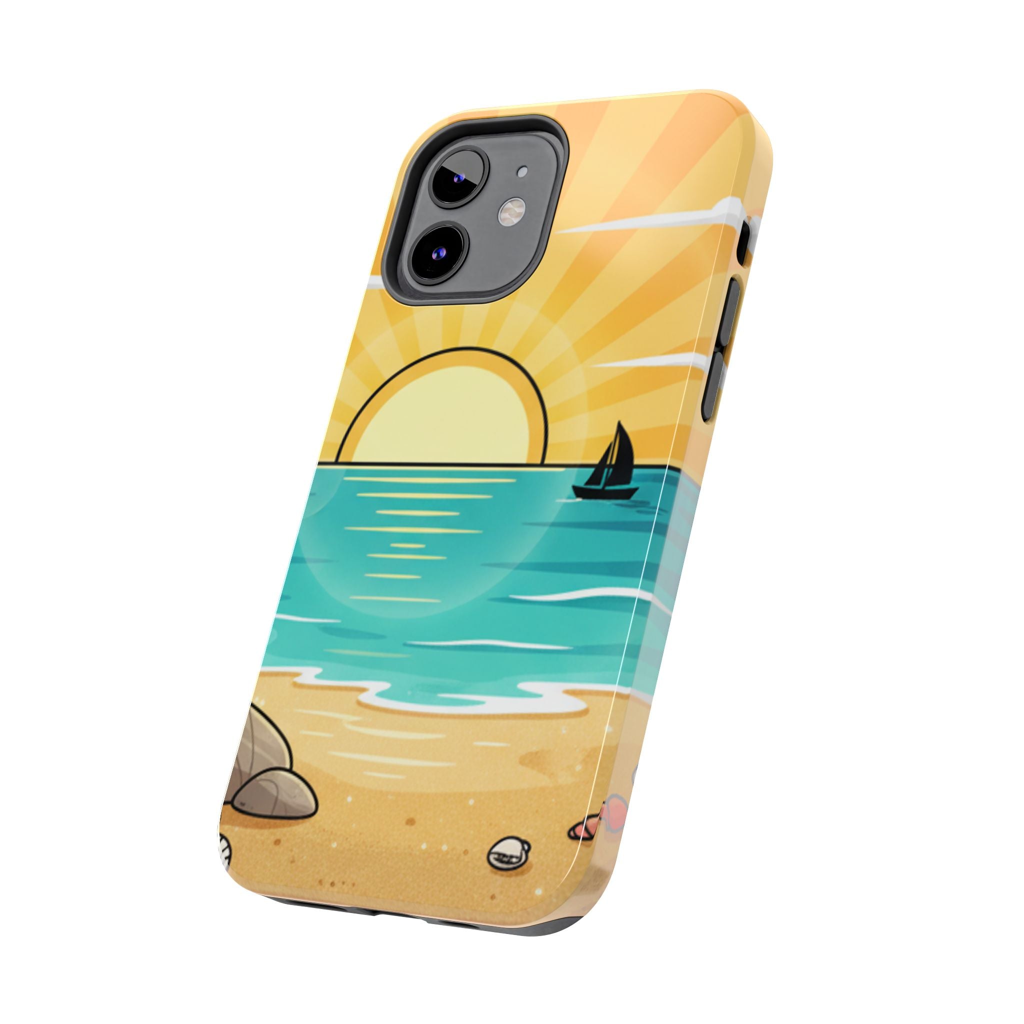 Tough Phone Case — Sunset Beach Sailboat Design