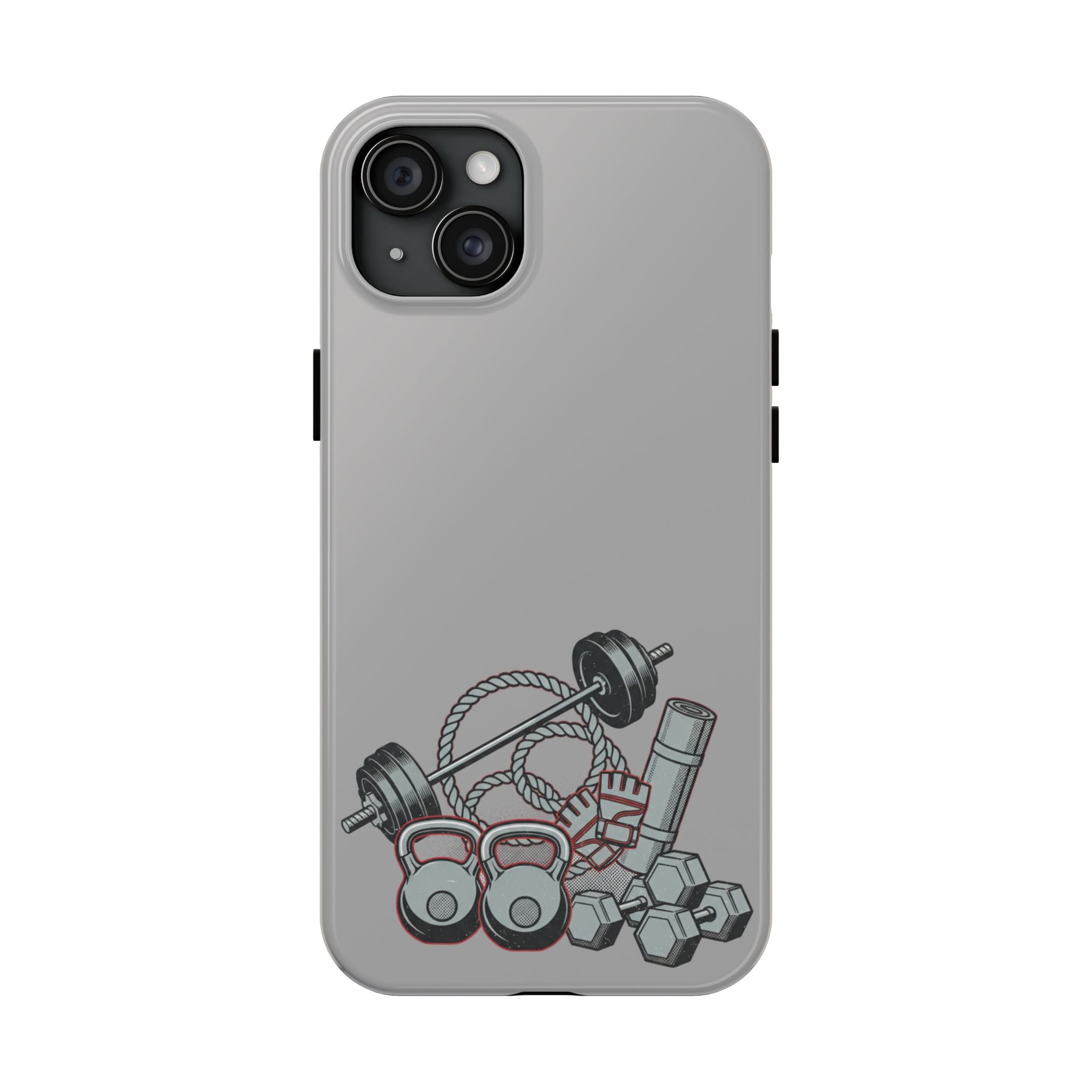 Fitness Gear Tough Phone Case — Dumbbells, Kettlebells & Jump Rope Design