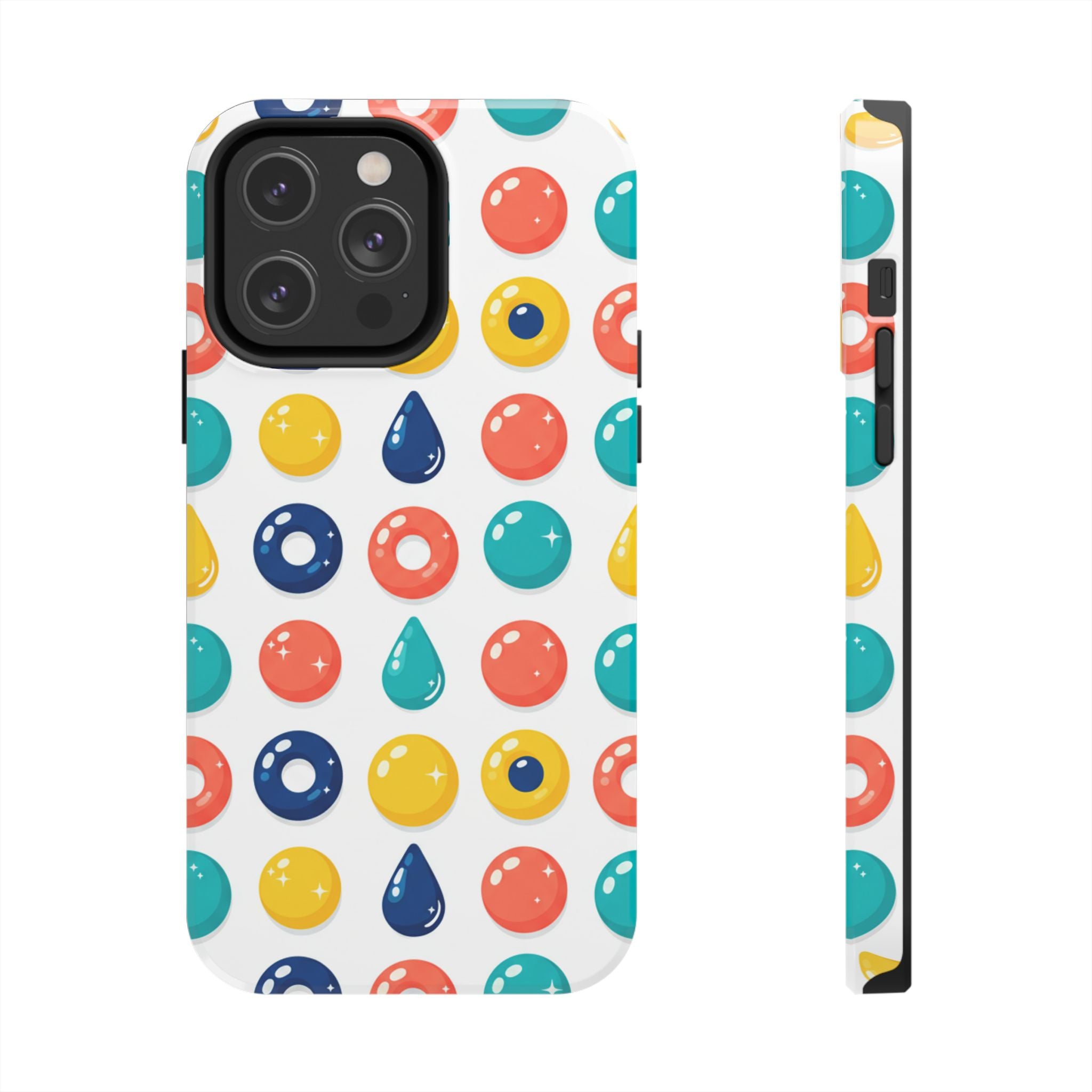 Colorful Candy Dot Tough Phone Case — Bright Retro Polka Drop Design