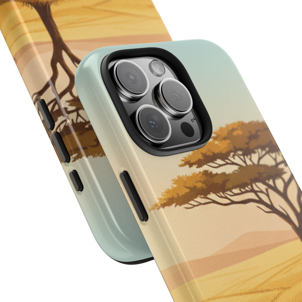 Safari Sunset Tough Phone Case — African Savanna Tree Design