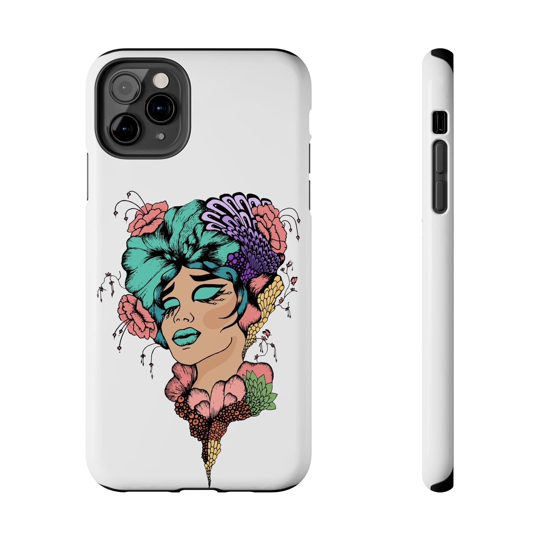Tough Phone Case — Floral Pop Art Portrait Protective Cover