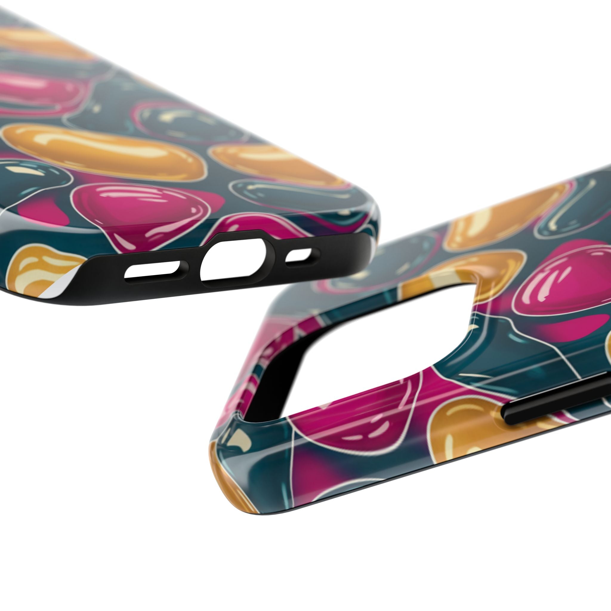 Abstract Colorful Blob Phone Case — Bold Teal, Magenta & Gold Protective Cover
